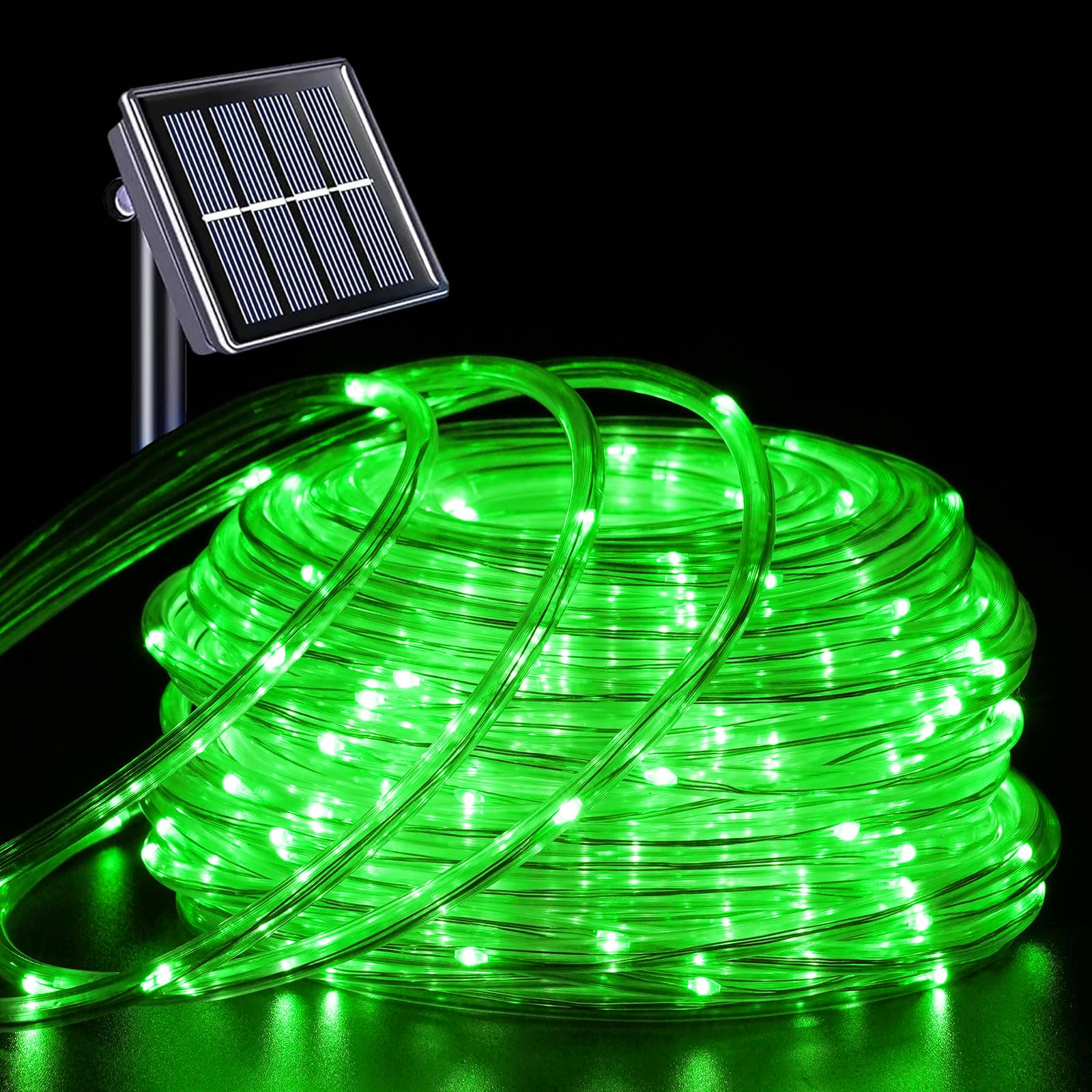 Yeguo 66Ft 200 Led Halloween Solar Rope Lights Outdoor Waterproof, Green String Lights For Outside, 8 Modes Fairy Lights In Clea
