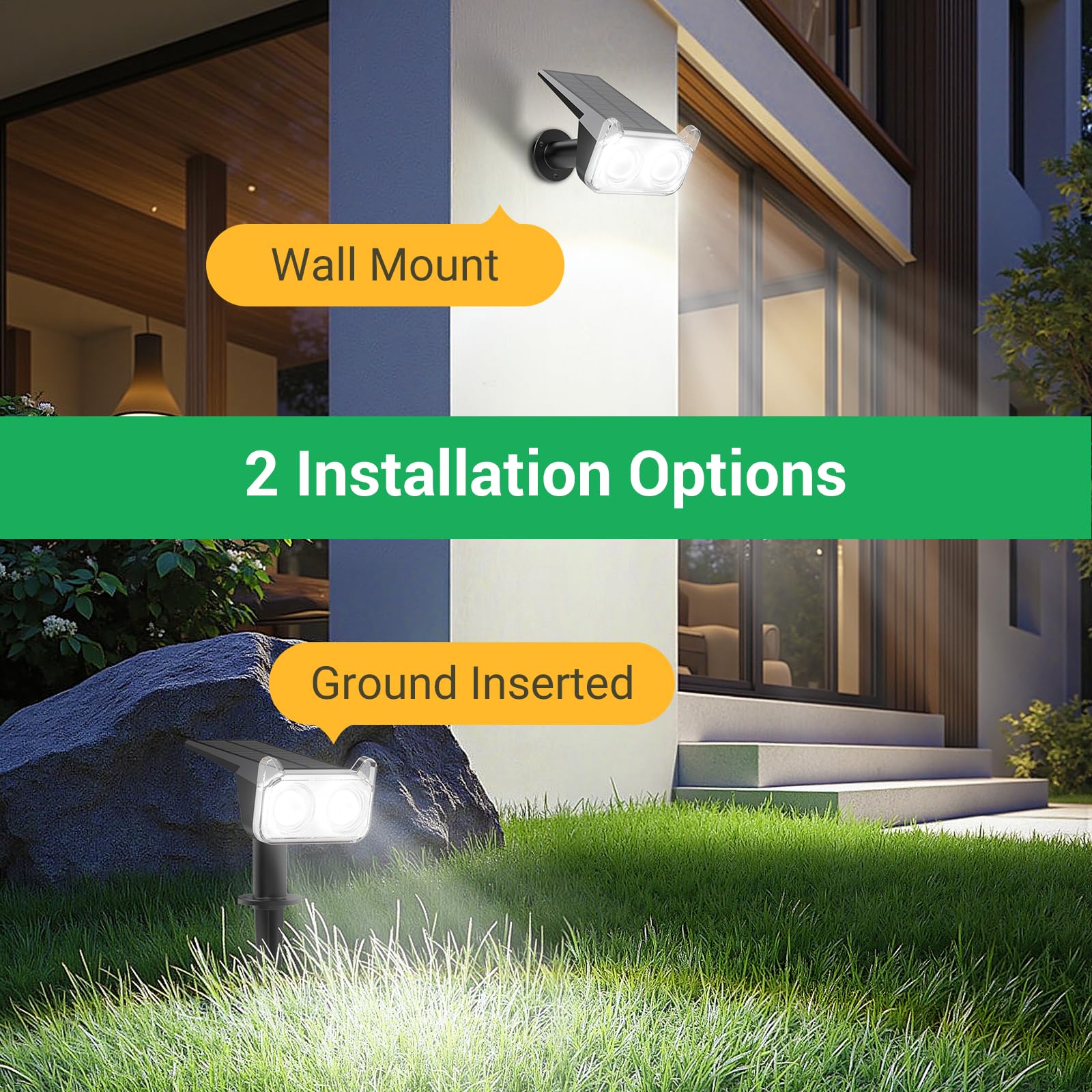 WdtPro Solar Spot Lights Outdoor, 6 Pack Cool White Dusk to Dawn, Adjustable Waterproof Landscape Lighting, Model TSL003