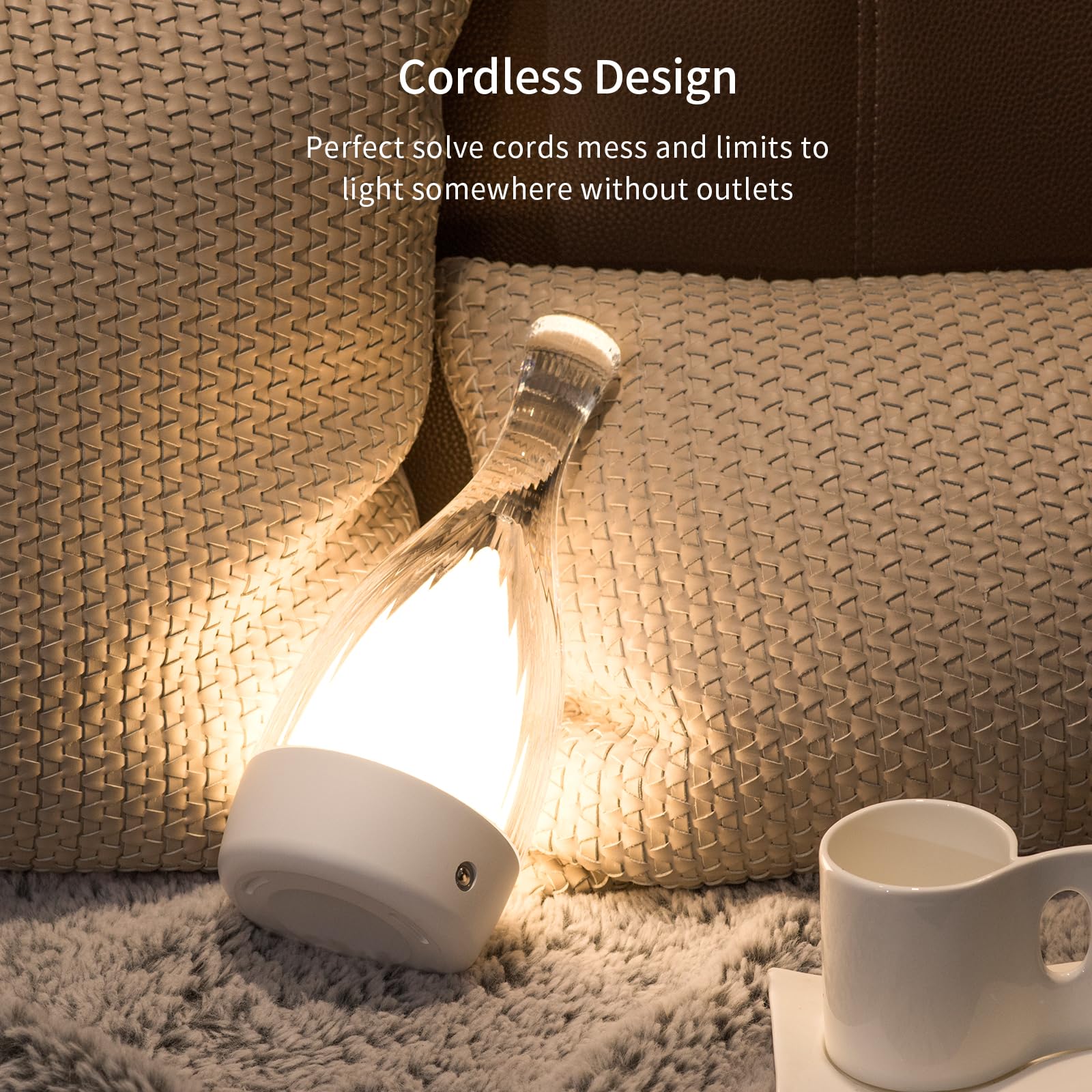 Table Lamp For Bedroom With Touch Control,Led Nightstand Lamp Fourth Gear-3000K 4000K 6000K And Seven Color Light,Cordless Batte