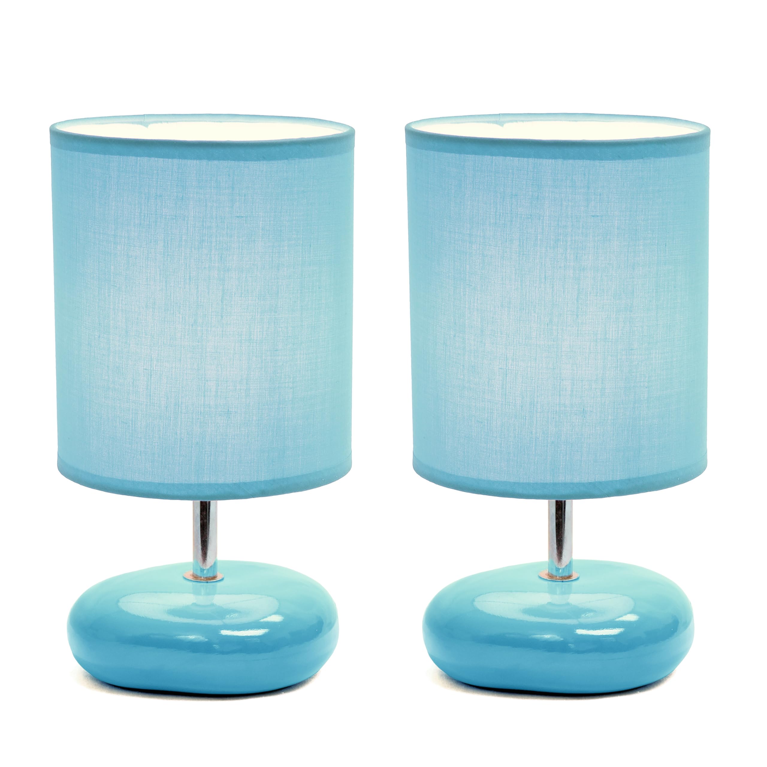 Simple Designs Lt2005-Blu-2Pk Stonies Small Stone Look Table Desk Bedside 2 Pack Lamp Set, Blue