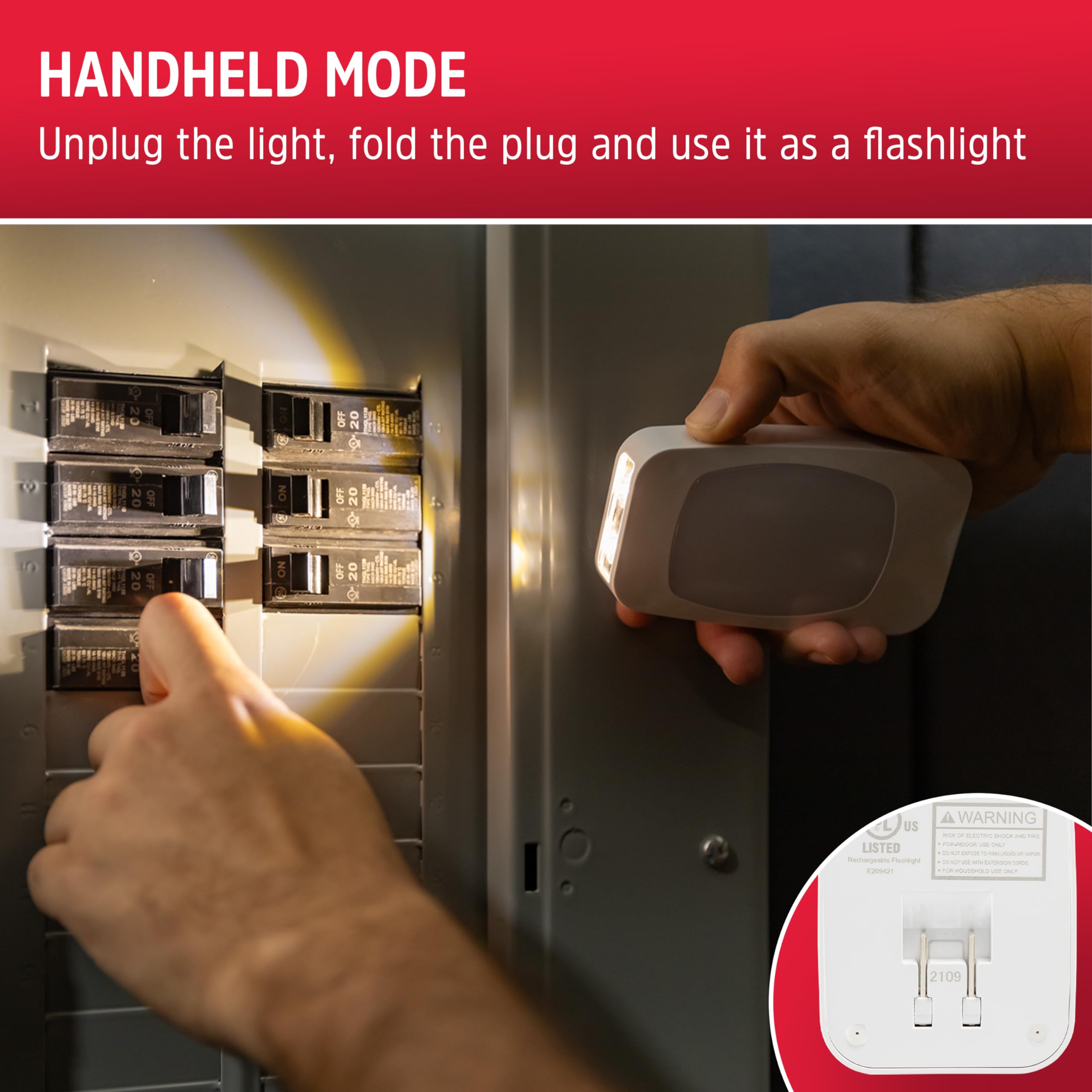 Energizer 4-In-1 Led Power Failure Night Light, 6 Pack, Plug-In, Light Sensing, Auto On/Off, Foldable Plug, Soft White, Emergenc