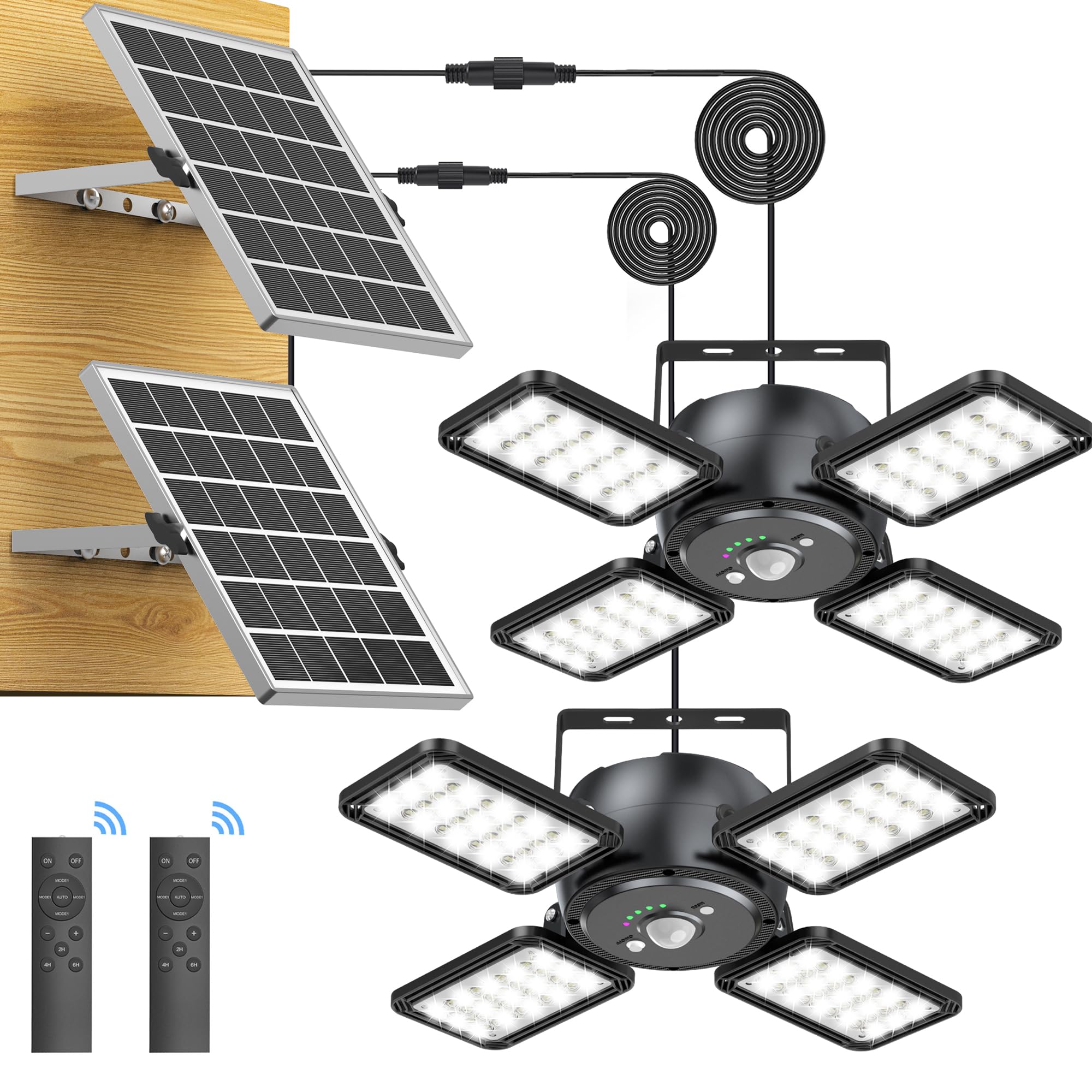 Solar Shed Light Outdoor Indoor Solar Powered Motion Sensor Pendant Lights,144LED 1200LM Daytime Work with 5 Lighting Modes Remo