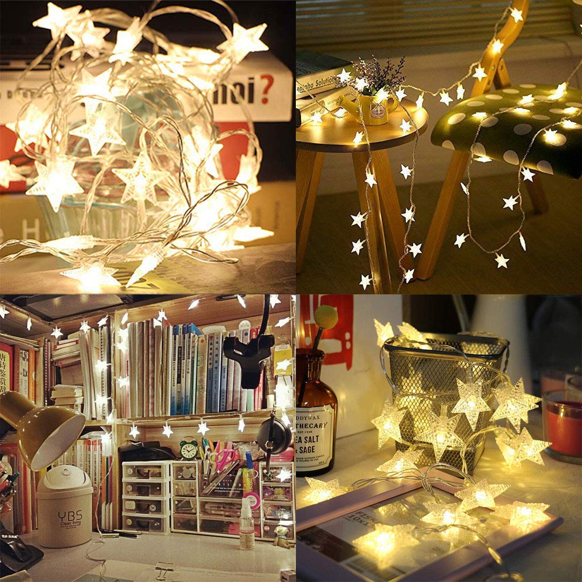 Merdeco 20 Led Star String Lights, 10Ft Warm White Fairy Lights For Indoor/Outdoor Decor