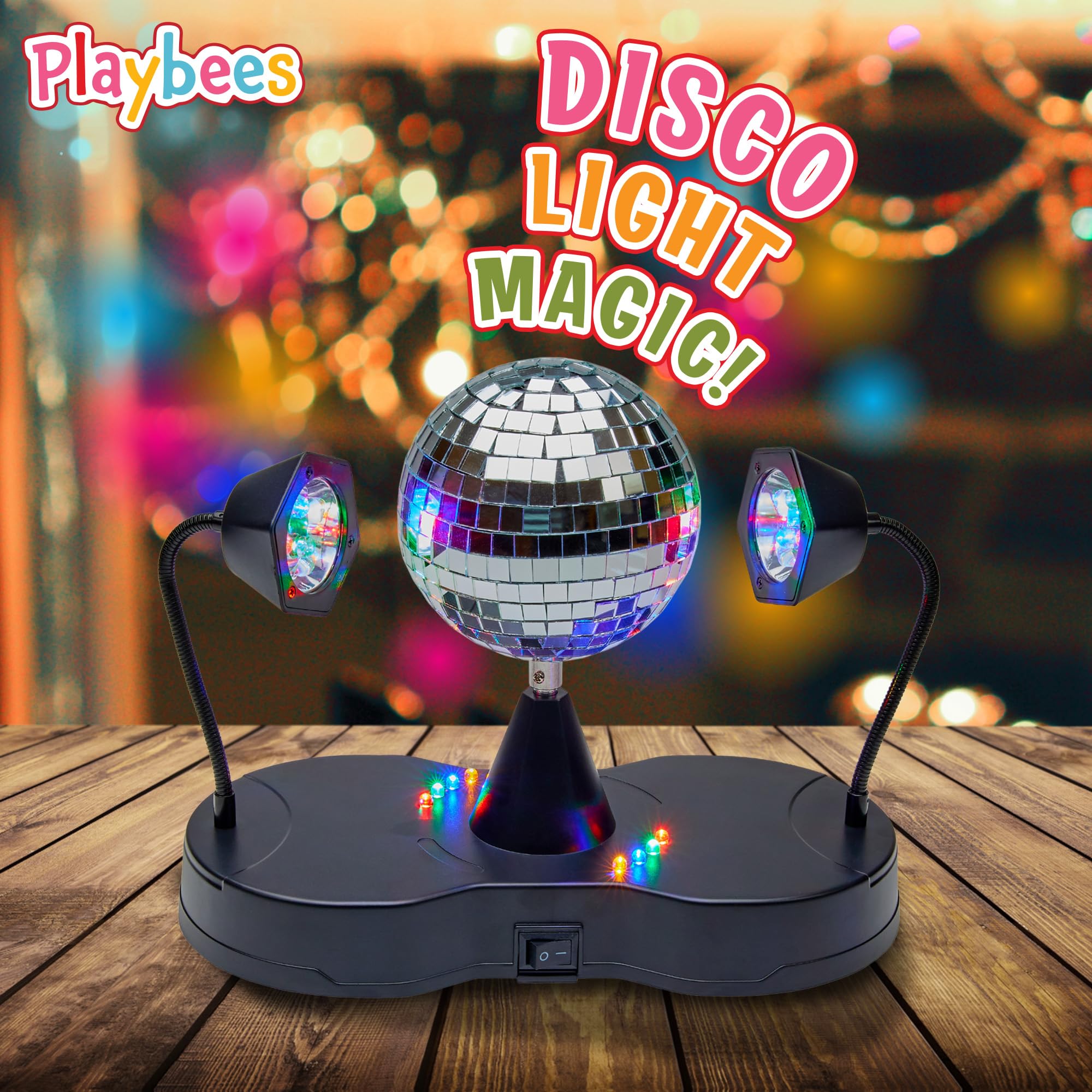 Playbees Rotating Disco Ball - Led Revolving Disco Ball With Movable Strobe Lights For Disco Party Decor, Mirror Lights Party, Mini Lava Lamp Alternative, 30 Second Dance Party