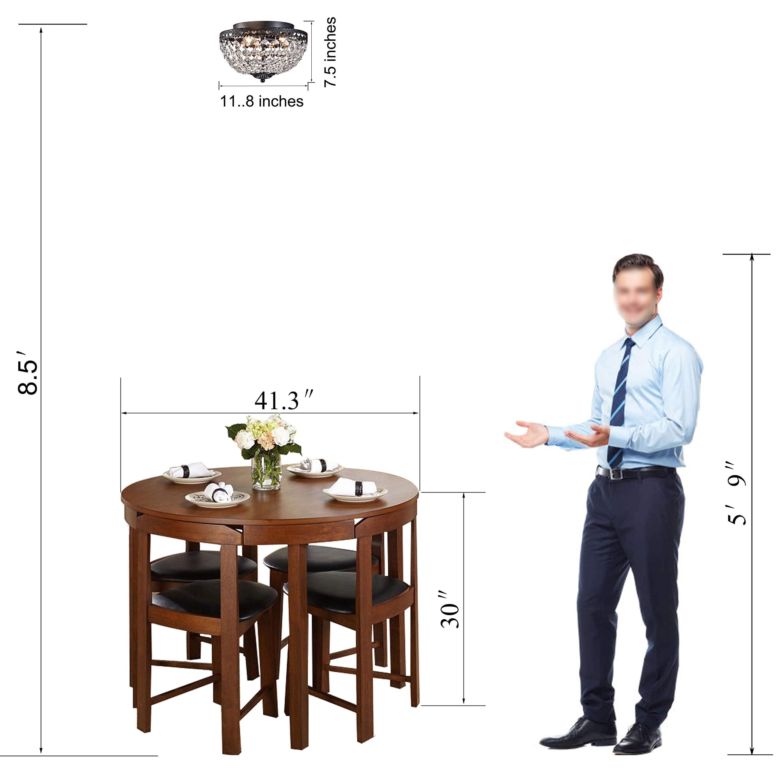 Jojospring Antique Black Crystal Flush Mount Chandelier, Model B025-NY-485