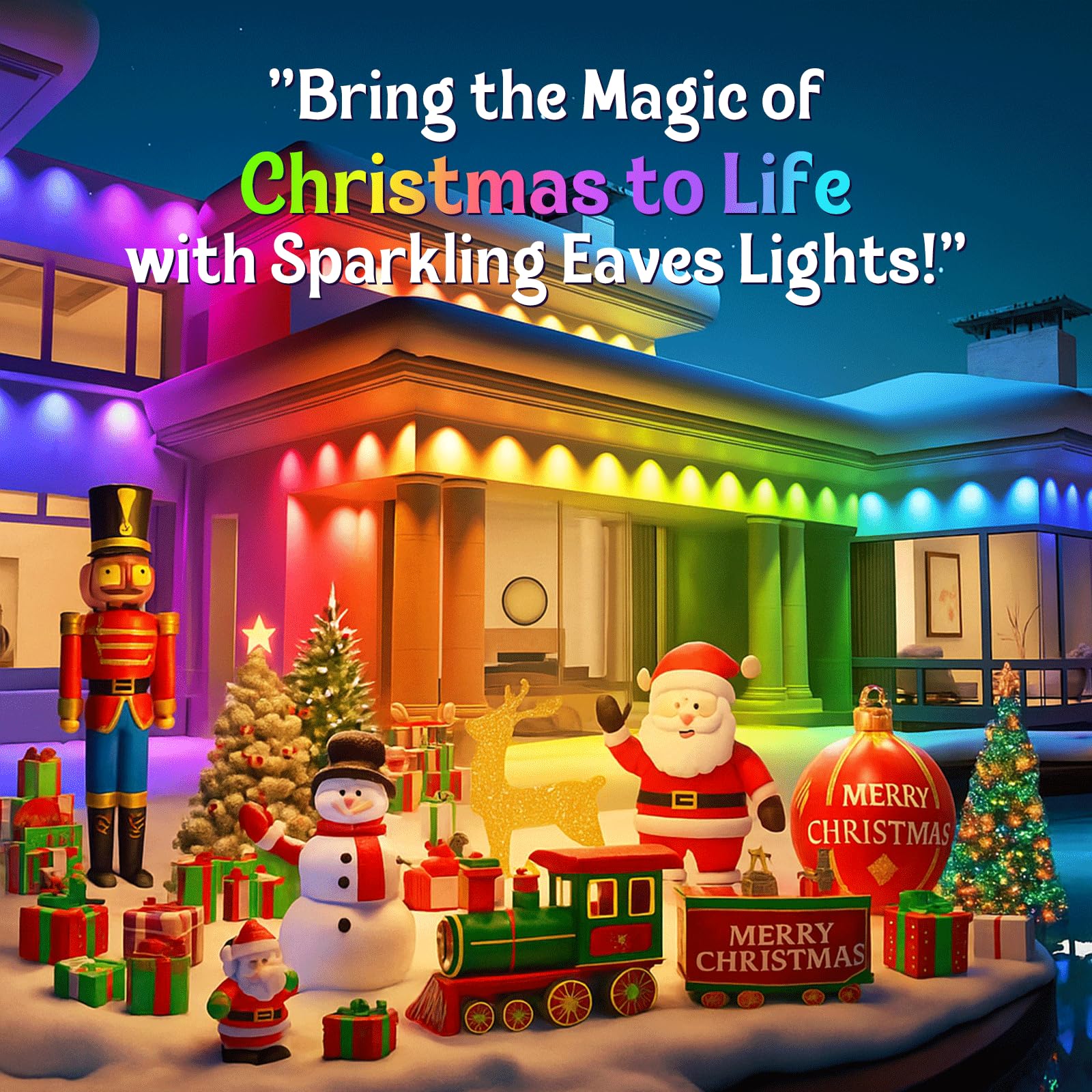 HUTAKUZE Outdoor RGB Christmas Lights, 200ft, 120 LED, IP67 Waterproof, Smart APP & Remote Control, Multicolor, Model C5113