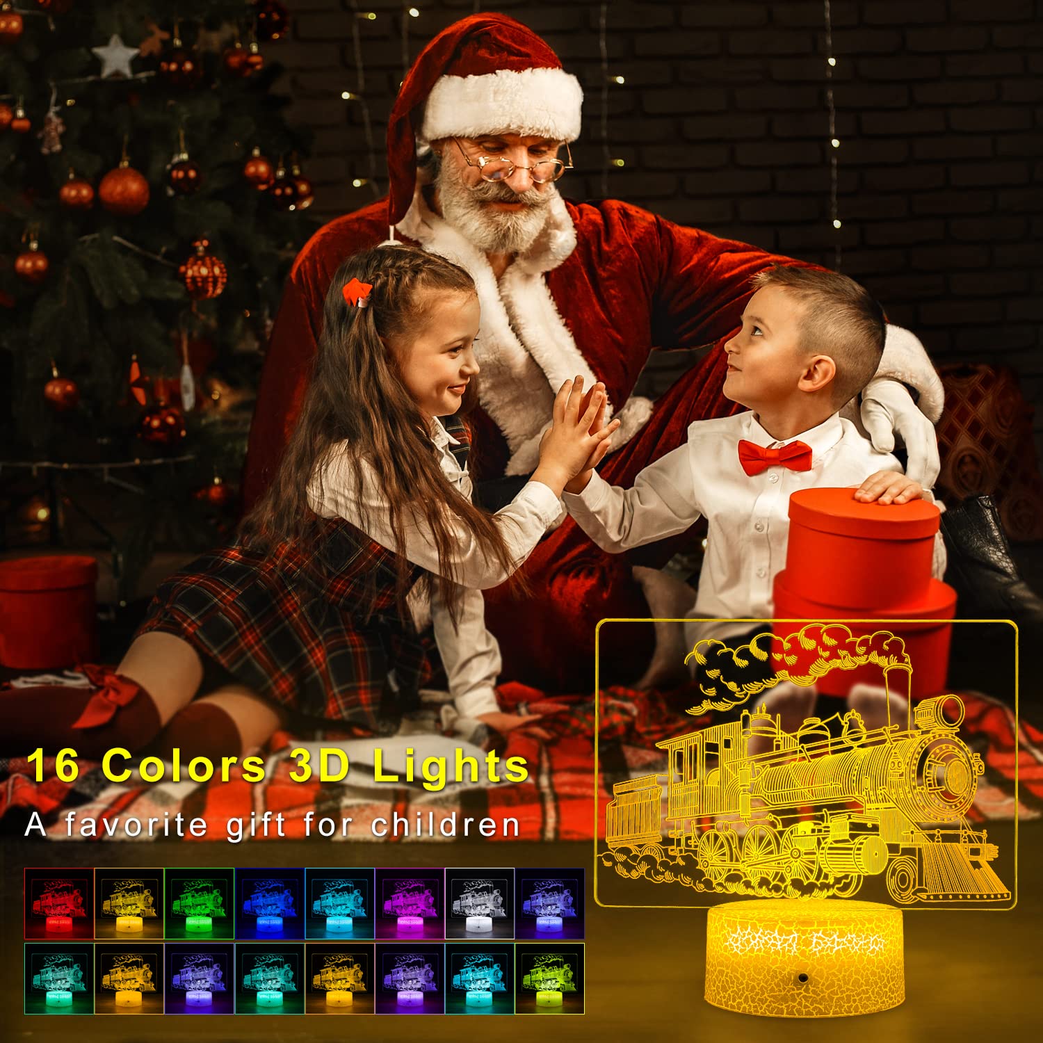 Nine Square Egou Kids Train Decor Night Light, Night Train Lamp With Touch And Remote 7 Colors Changing Timer Dimmable Cool Room