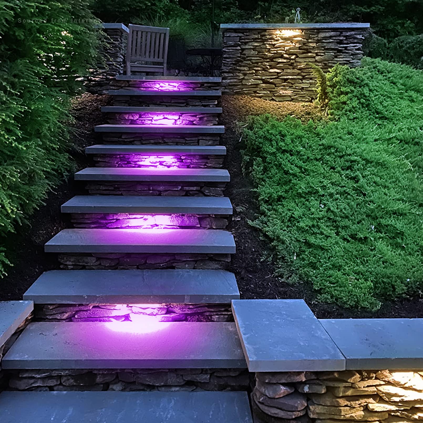 LEONLITE 4 Inch RGB Hardscape Lighting - 8-Pack Low Voltage LED Retaining Wall Lights, Aluminum, Model A-62123, ETL Listed