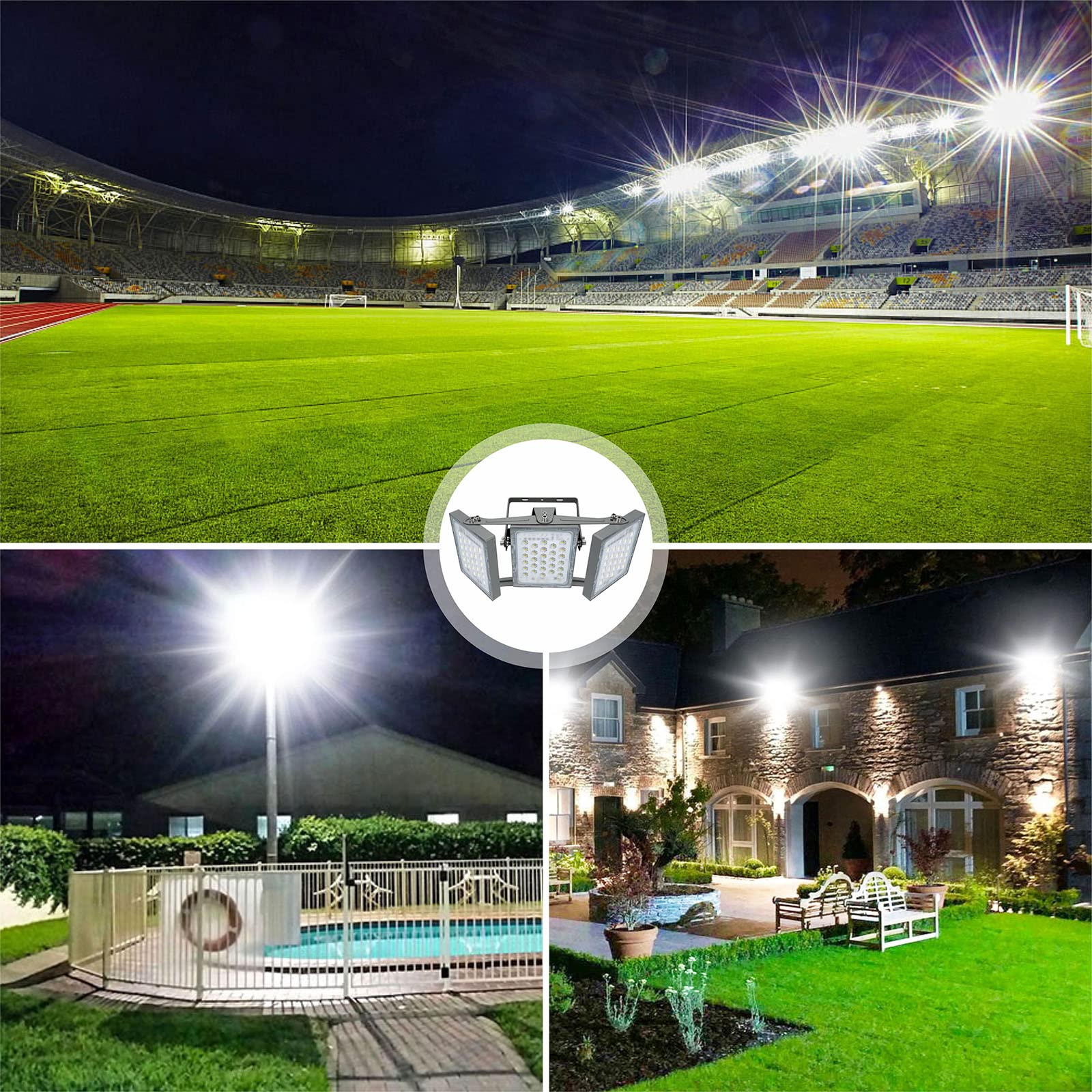 Stasun 150W Led Flood Light, 13500Lm, 330° Angle, Ip66 Waterproof For Outdoor Security