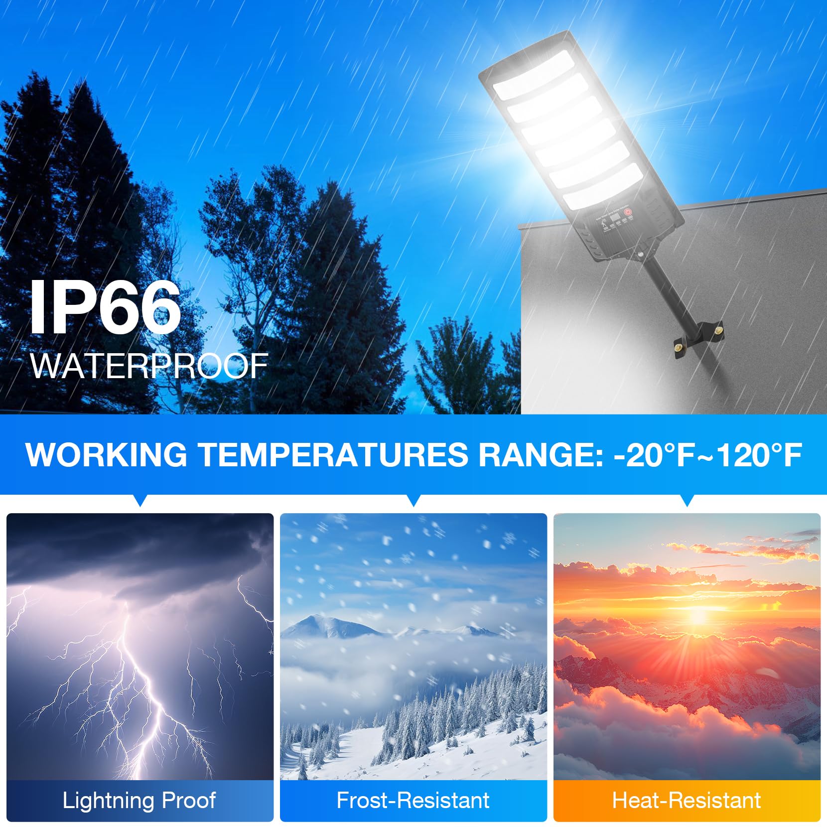 VowelsOne Solar Street Lights - 48000LM Waterproof LED Flood Light, 320° Wide Angle, Motion Sensor, Remote Control, 4 Pack, Black
