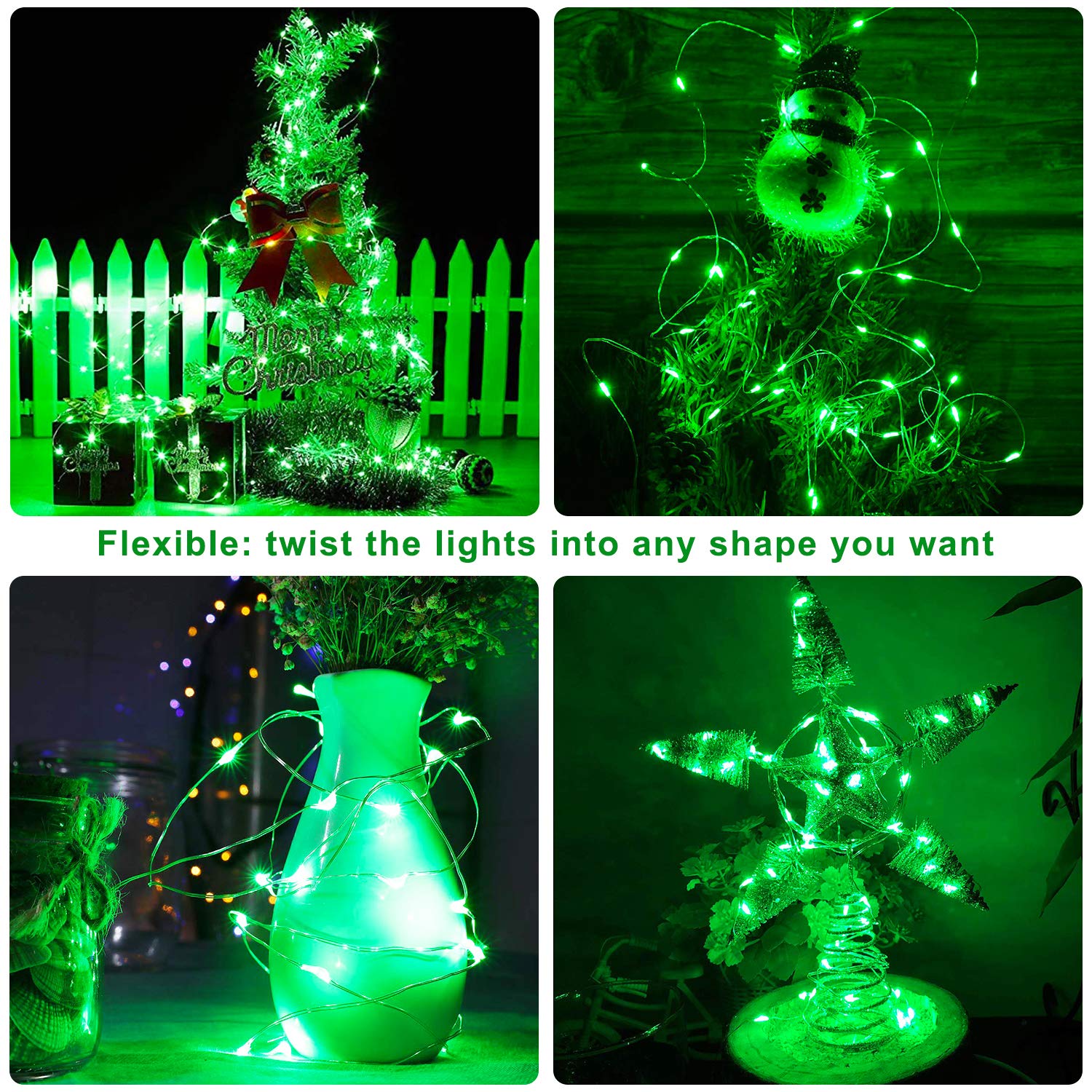 Blingstar Fairy Lights 2 Pack USB Powered String Lights 33Ft 100LED Christmas Lights Silver Wire Decorative Firefly Lights for S