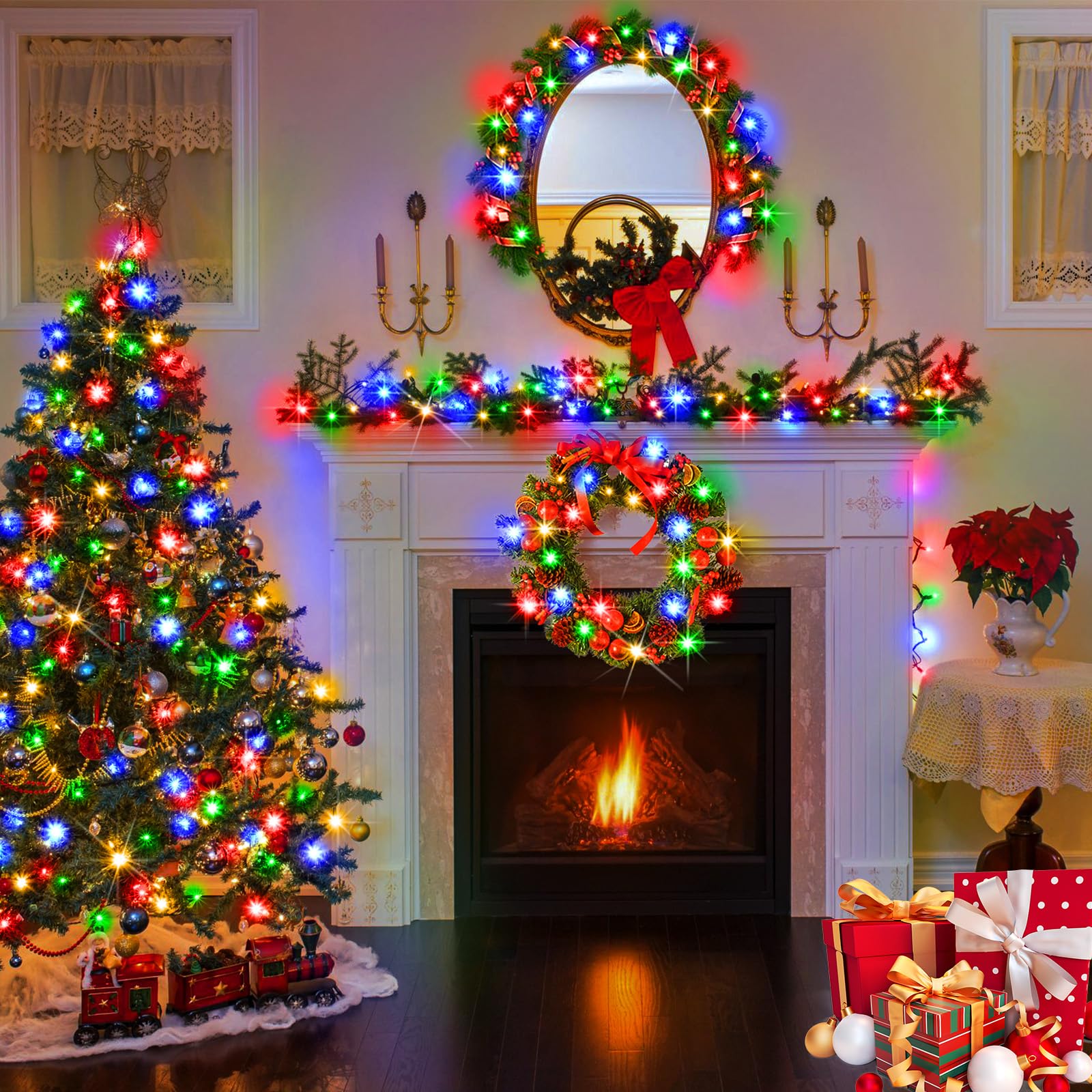 Sauirs 1000 Led 403Ft Multicolor Christmas String Lights - Waterproof, 8 Modes, Timer