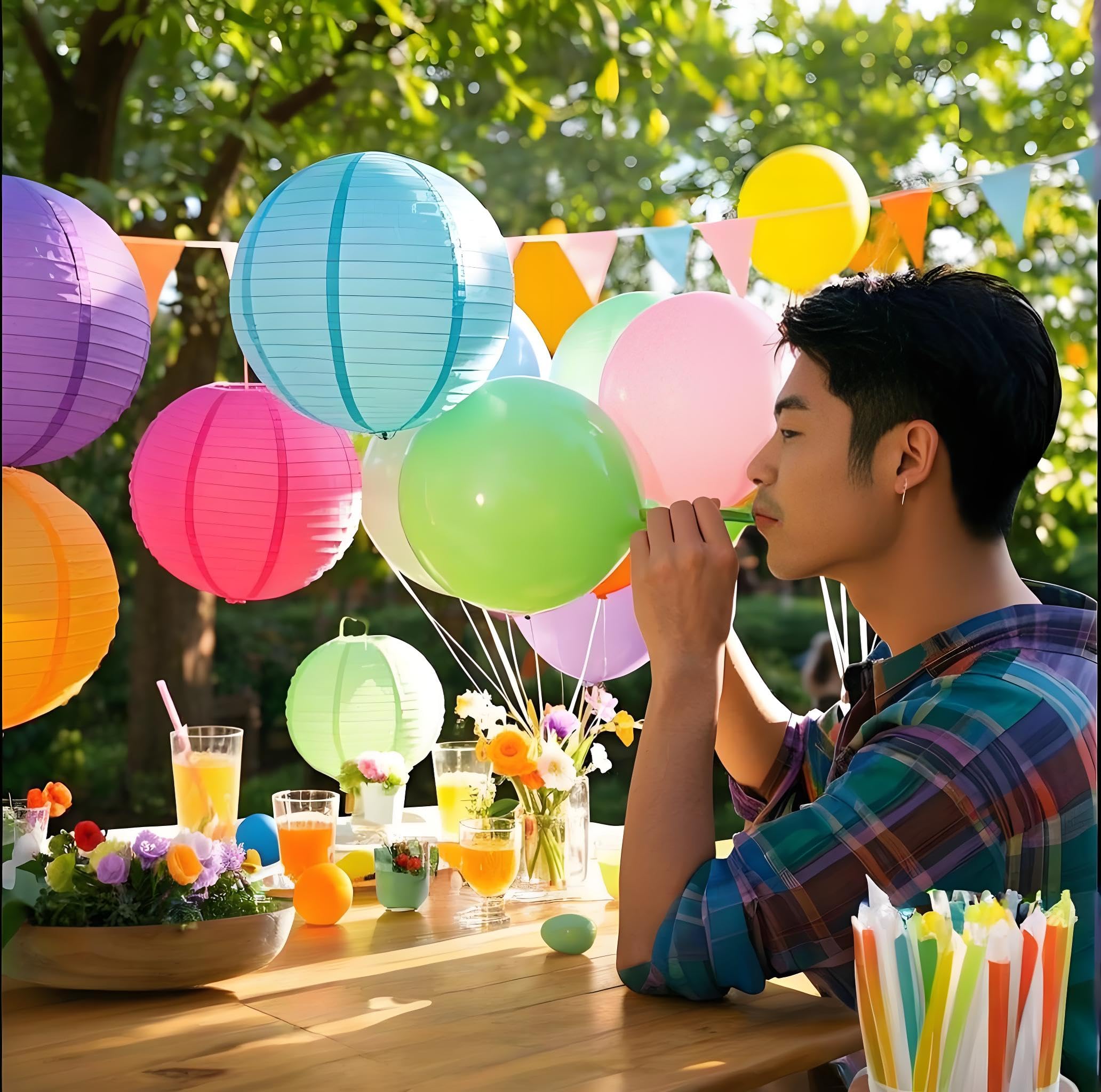 Capesaro Paper Lanterns Decorative 15Pcs Blue Pink Cartoon Theme Party Decorations For Little Princess Birthday Party Baby Shower Graduation Anniversary Green Purple Yellow Room Hanging Decor