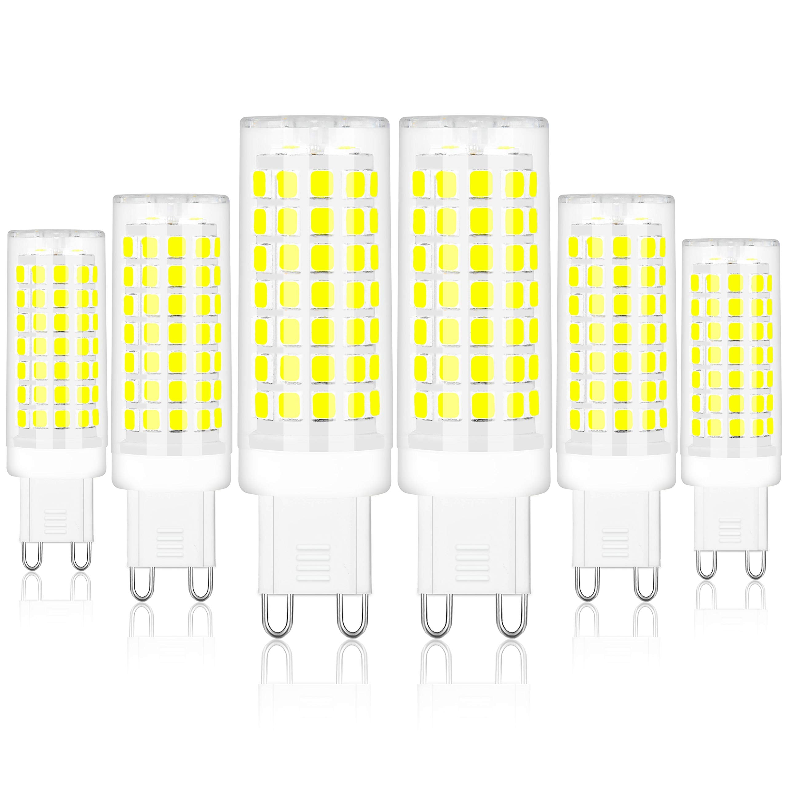 Comzler G9 Led Bulb Bi Pin Base G9 6W Led Bulbs Daylight White 6000K, G9 Light Bulbs For Chandelier, Ceramic Base, 60W Halogen E