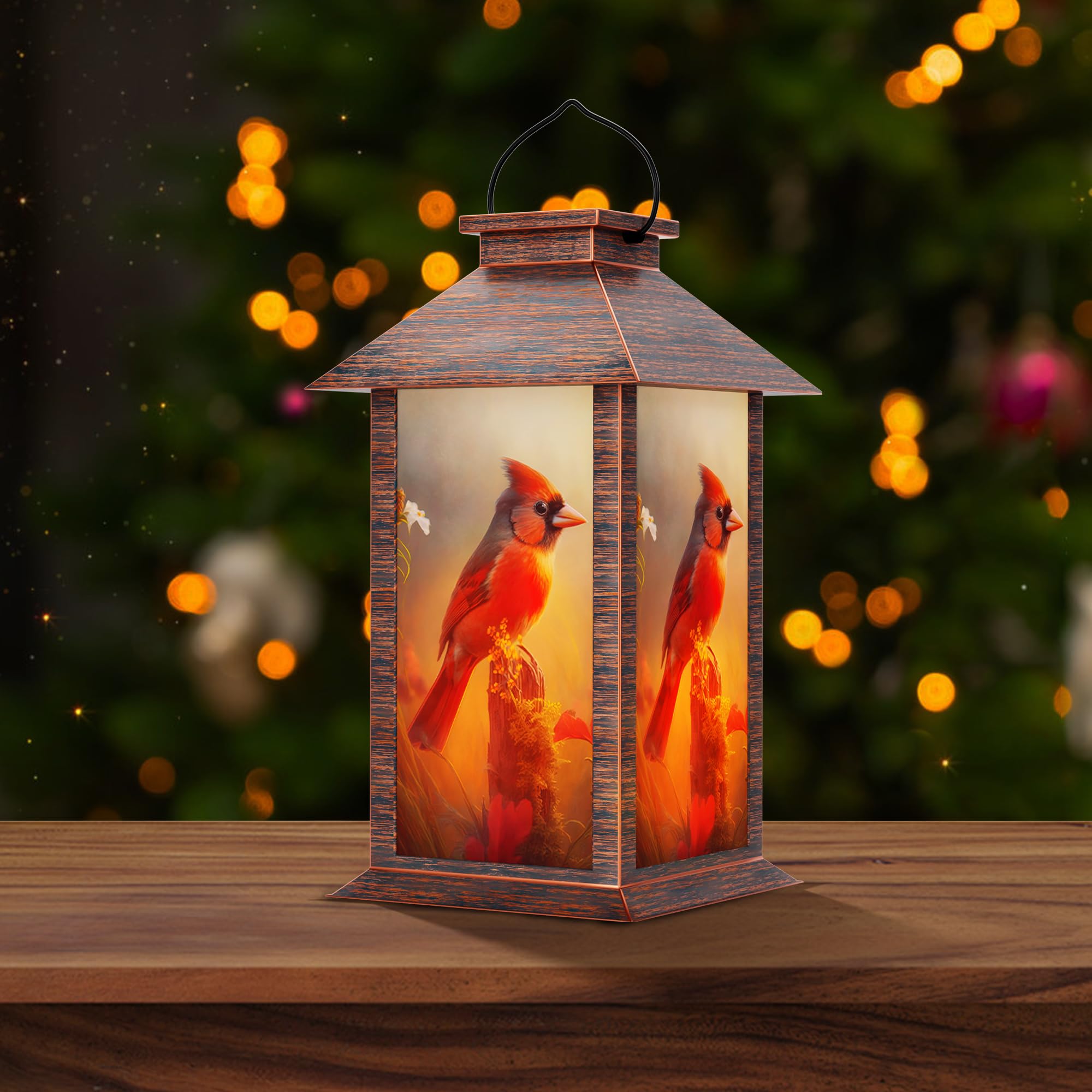 Johunt Solar Lanterns Outdoor  Waterproof Cardinal Garden Hanging Lanterns With Led Flickering Flameless Candles  Lantern Decor Birthday Gifts For Women Mom Grandma