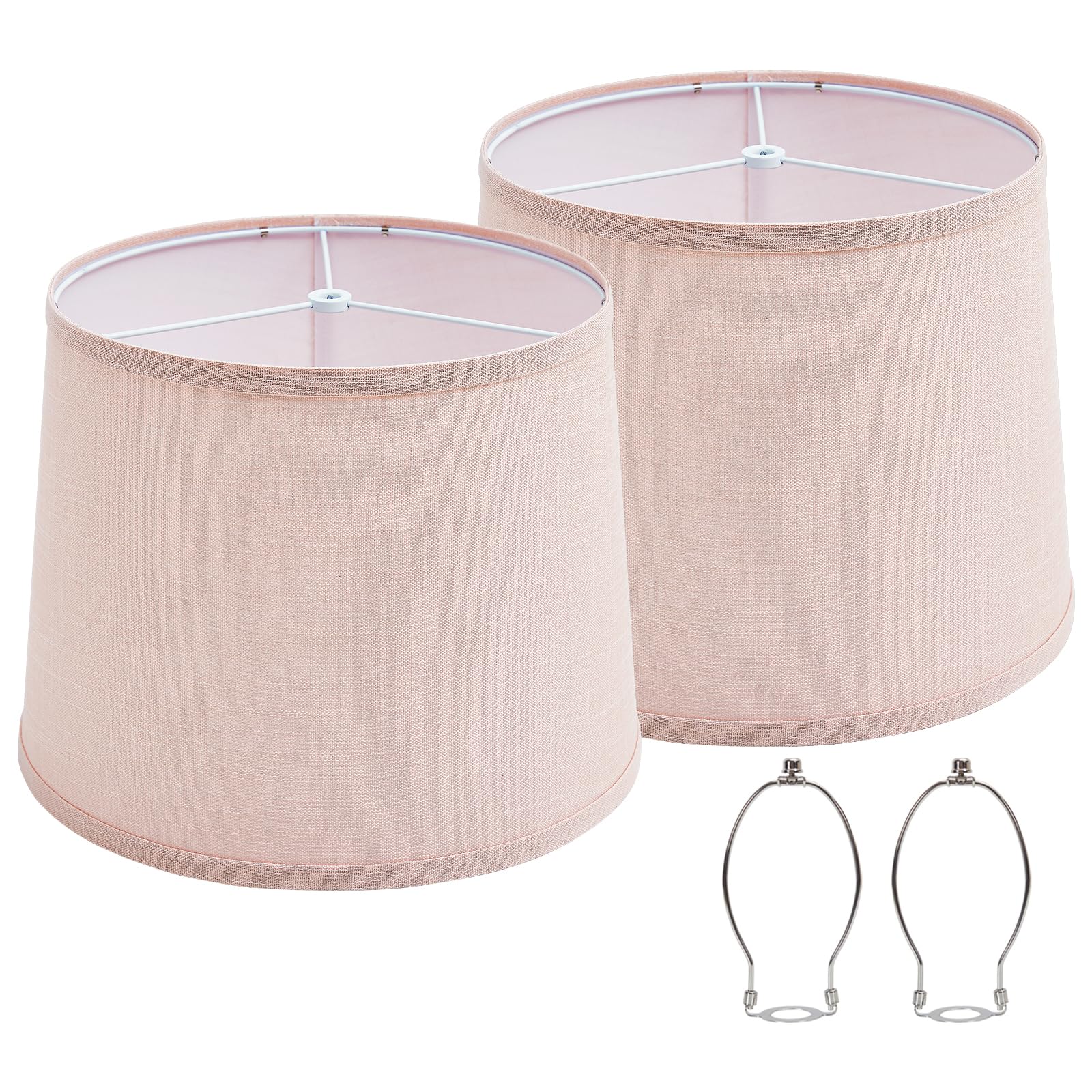 Lampshades Set of 2 for Table Floor Lamp, Drum Lamp Shades, 12.7'' Top x 12.7'' Bottom x 10'' High, Natural Linen Hand Crafted, 