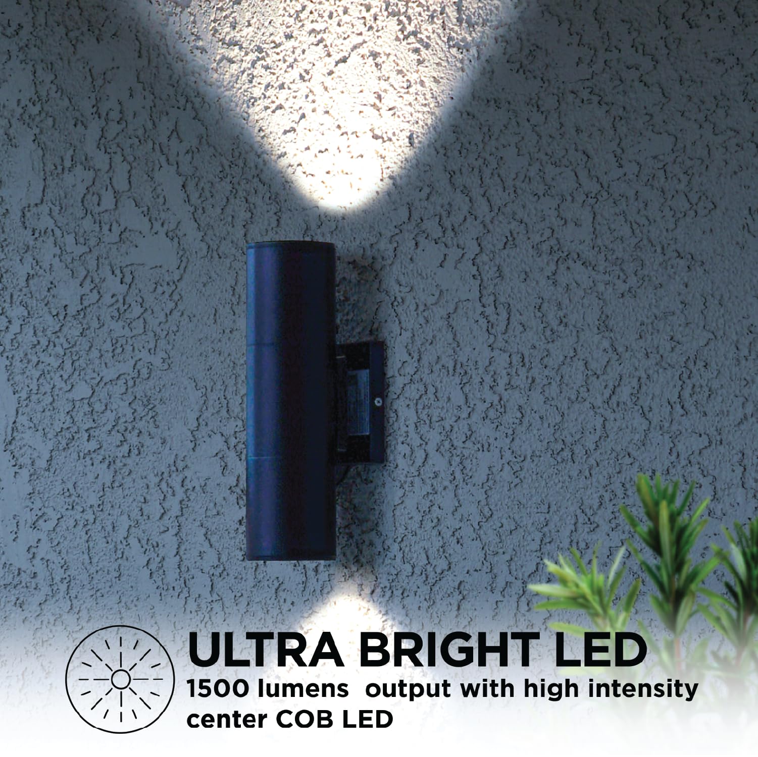 Home Zone Security Led Modern Wall & Porch Sconce Light (2-Set, Black)