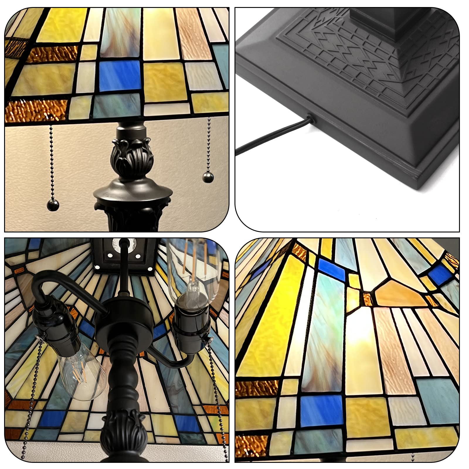 Capulina Tiffany Floor Lamp 2-Light 16X16X63 Inches Green Blue Antique Style Stained Glass Standing Reading Floor Lamp For Livin