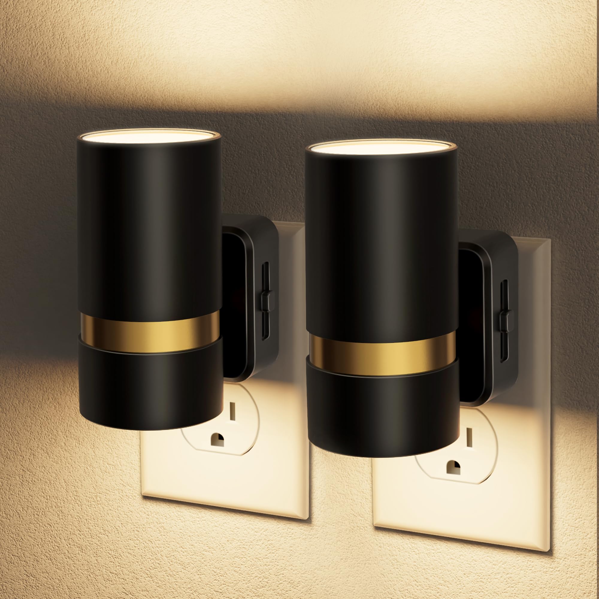 JandCase Night Lights Plug into Wall, Automatic Night Light with Dusk to Dawn, 2 Pack 0-100LM Dimmable Plug in LED Nightlight 30