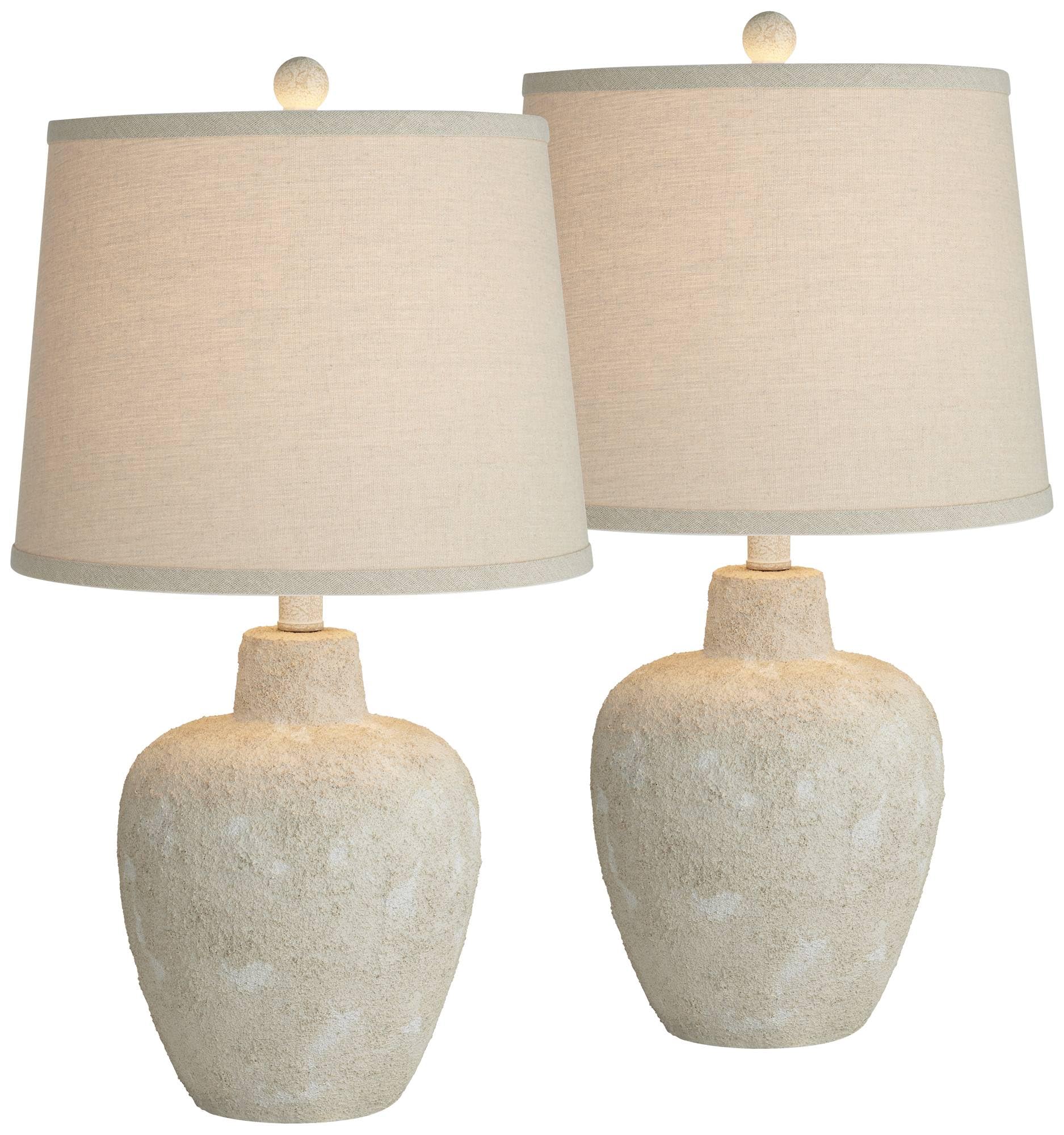 360 Lighting Romeo 23 1/2 High Jar Small Farmhouse Rustic Natural Cottage Coastal Accent Table Lamps Set of 2 Beige Distressed E