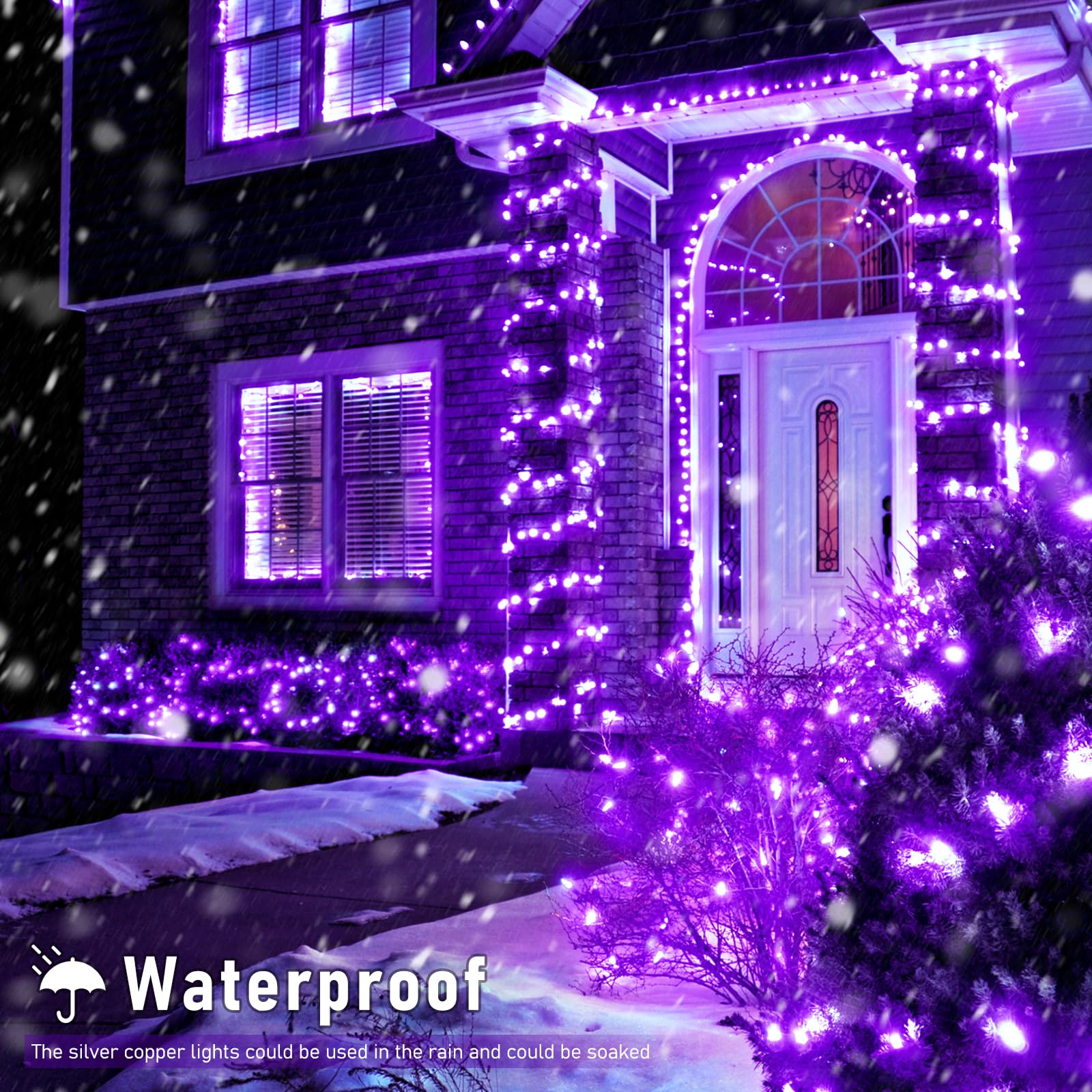 Jmexsuss 8 Pack 50 Led Fairy Lights Battery Operated - Purple Christmas Lights For Gift Party Garden Patio Home Halloween Christmas Decorations