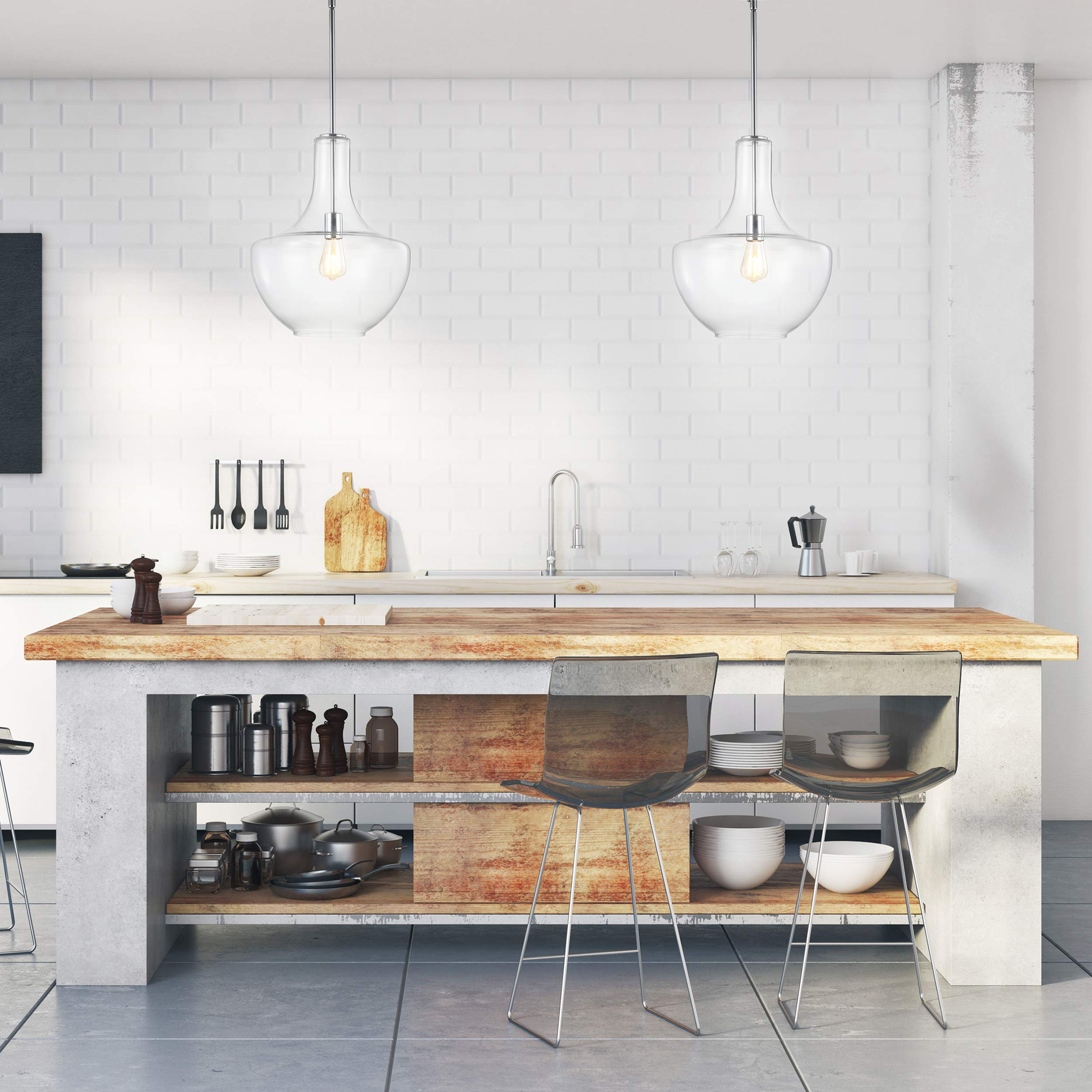 Jonathan Y Jyl6401A Watts 13.25'' Glass/Metal Led Pendant Farmhouse Contemporary Dimmable Dining Room Living Room Kitchen Foyer