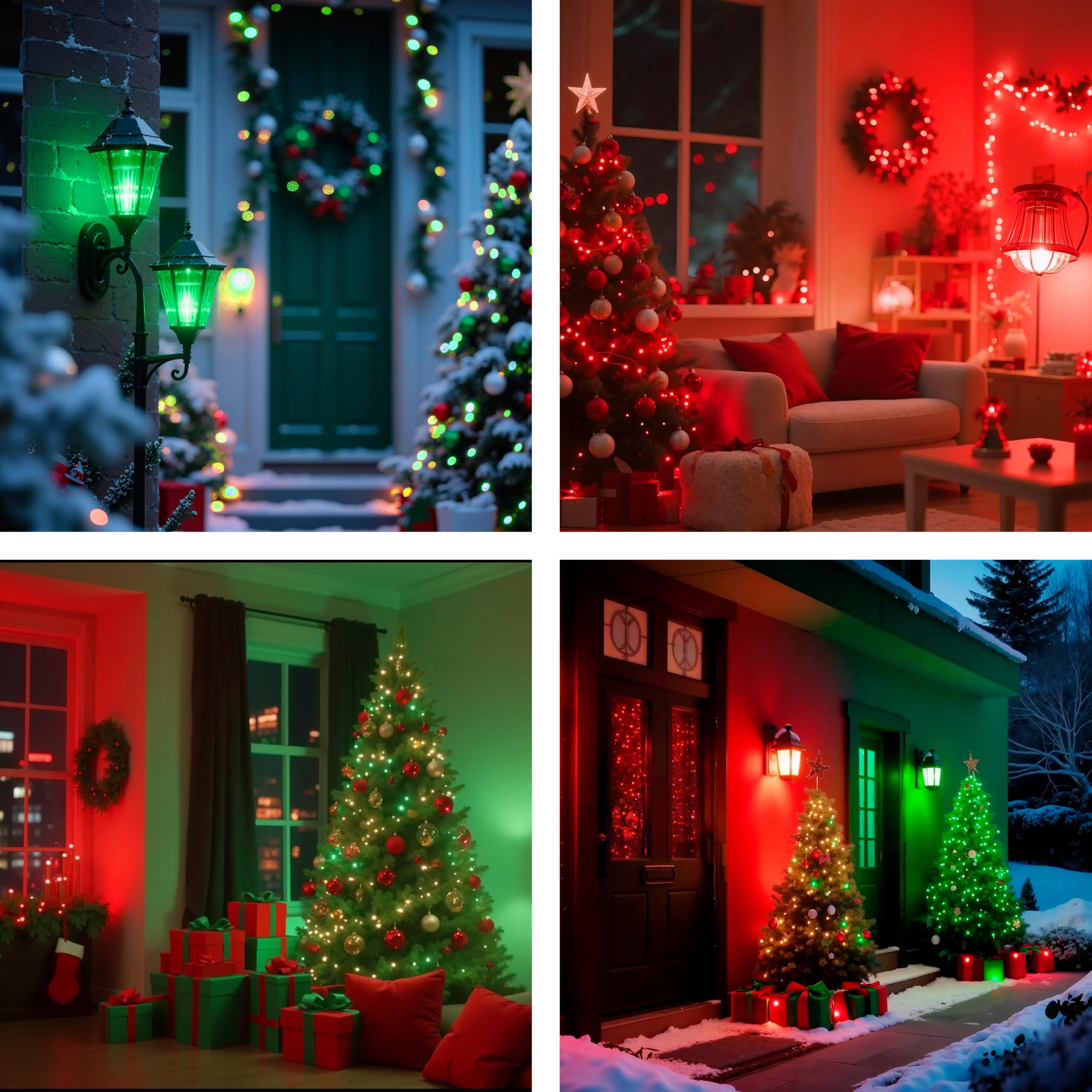 Joyin Red And Green Light Bulbs - 4 Pack Led A19 Christmas Light Bulbs  E26 Base 9W Red Green Lightbulb Party Holiday Lighting  Porch Garden Indoor Outdoor Christmas Decoration