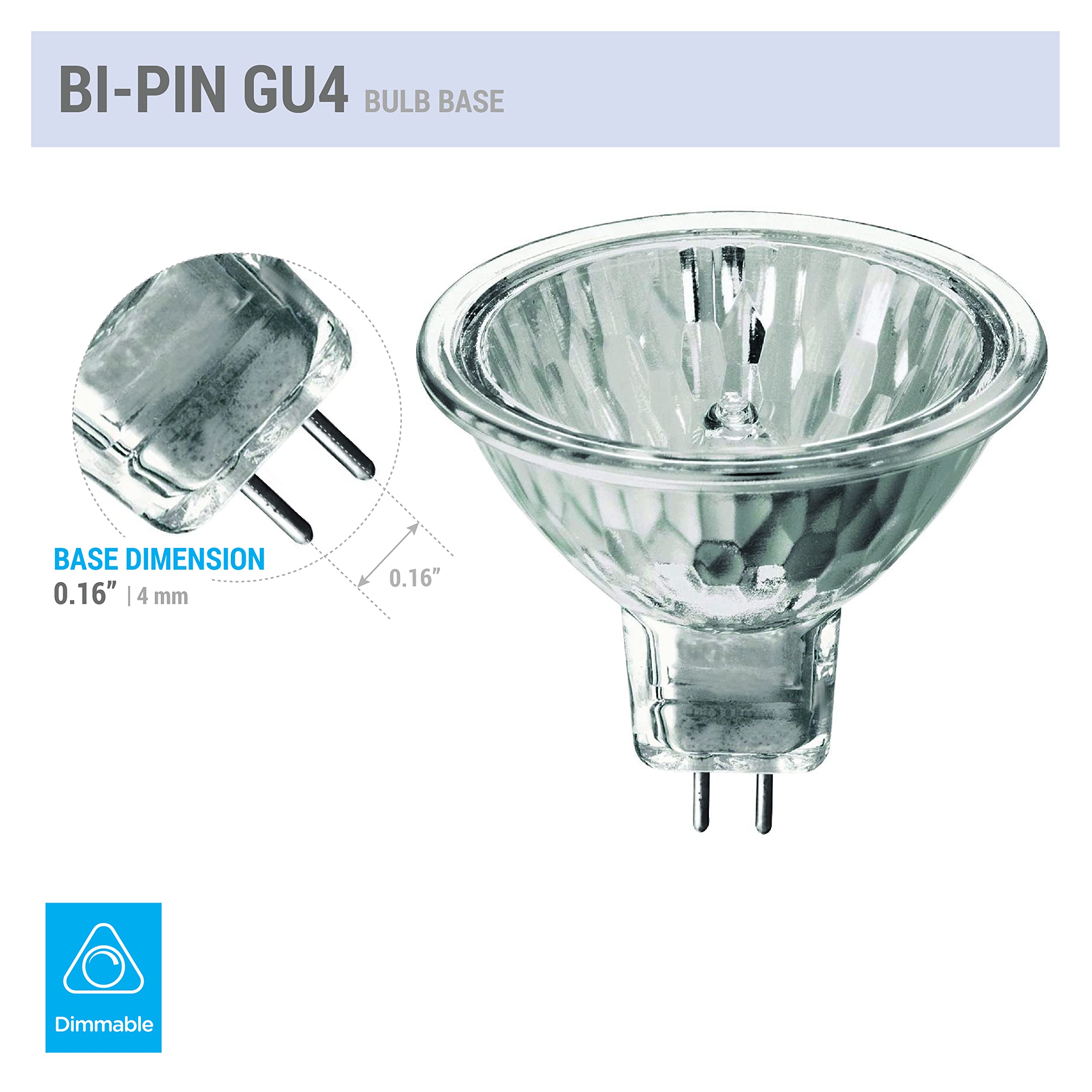 KOR MR11 6V Halogen Reflector Light Bulb - Pack of 2, White, Fiber Optic