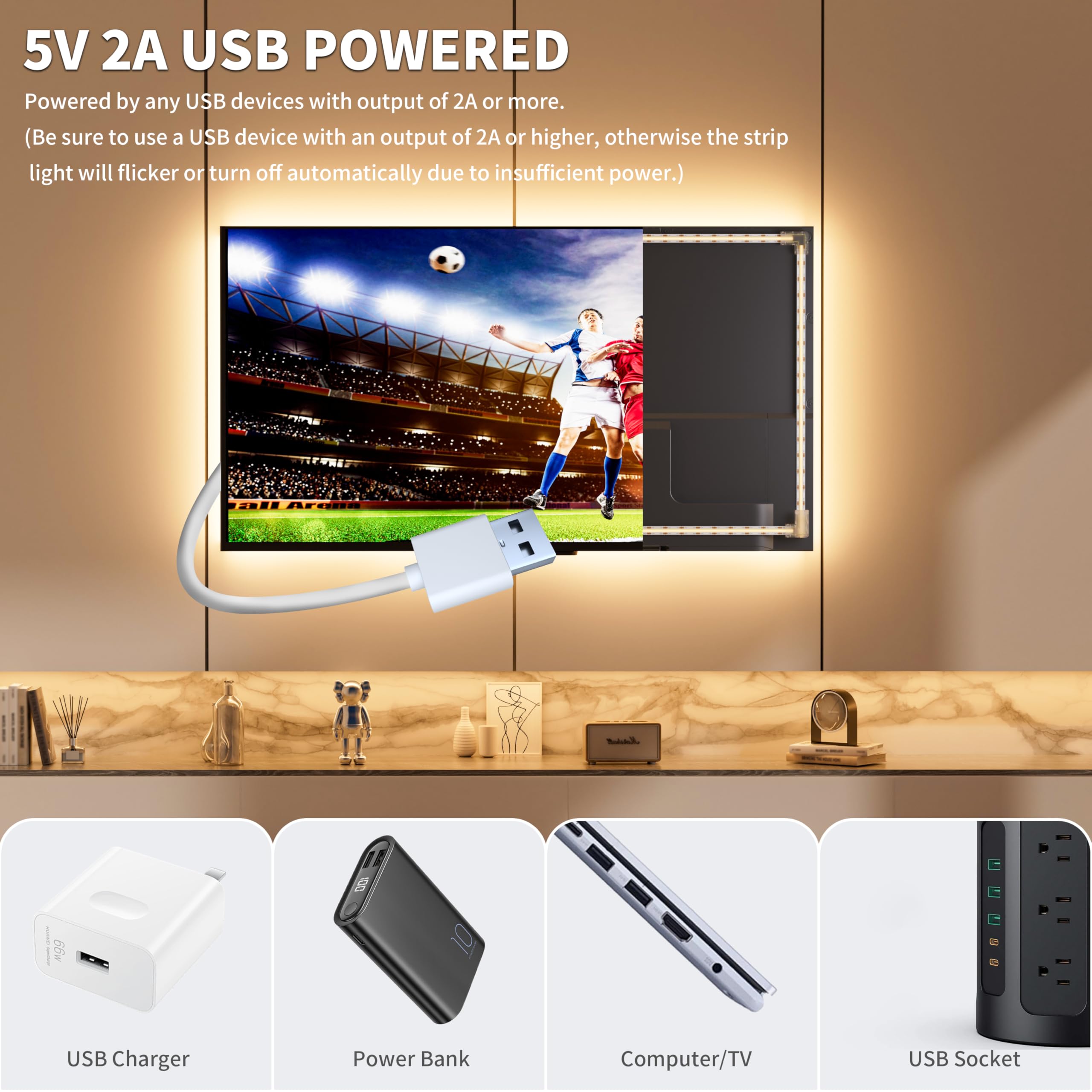 Pautix Cob Led Strip Light 5V Usb 6.56Ft/2M 640Leds 1200Lm Dimmable Led Strip Light 3000K Warm White Cri90+ Usb Tv Backlight,Fle