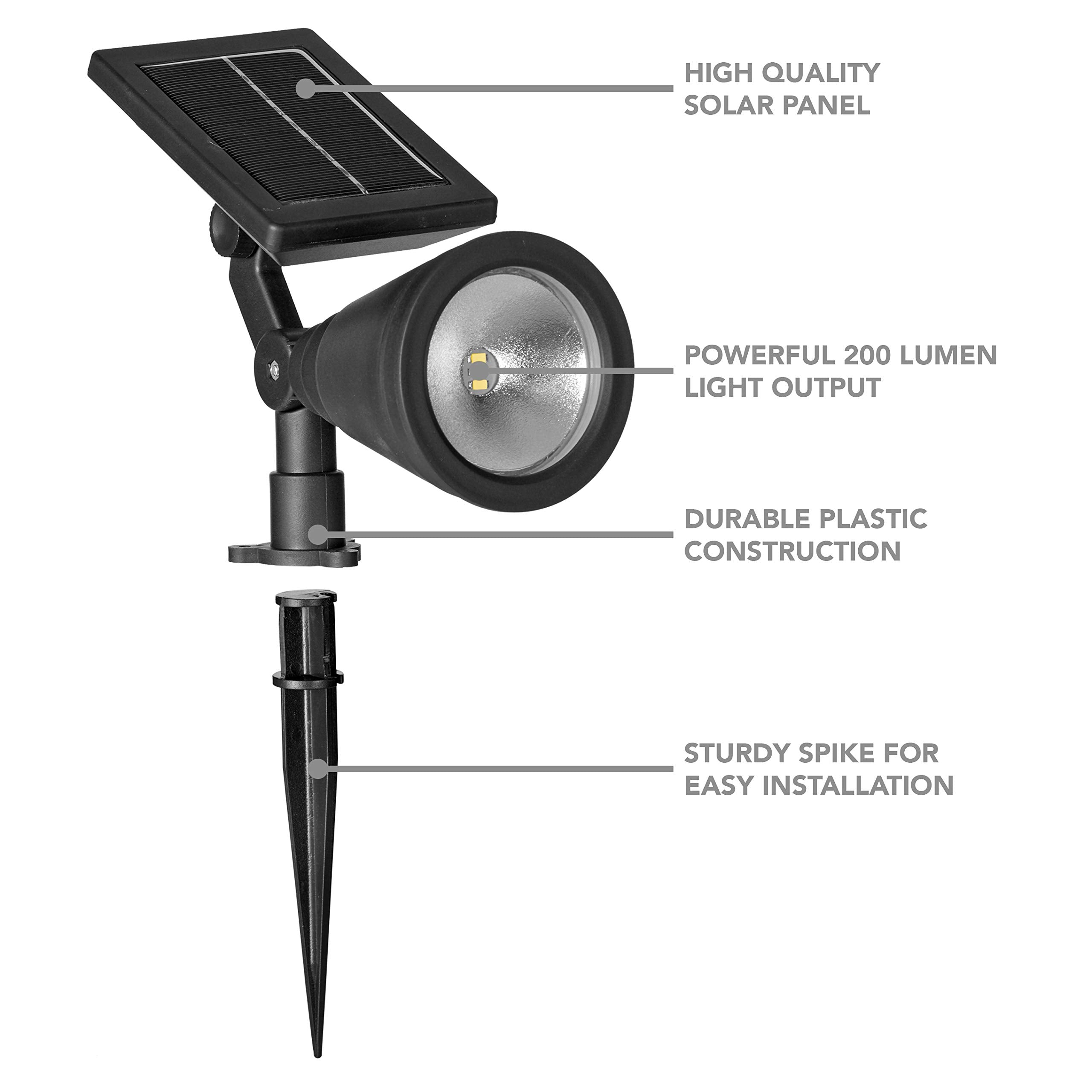 Sterno Home Outdoor Solar LED Black Light Kit, Waterproof Security Lighting, 2 Pack, Black, Model GL40460