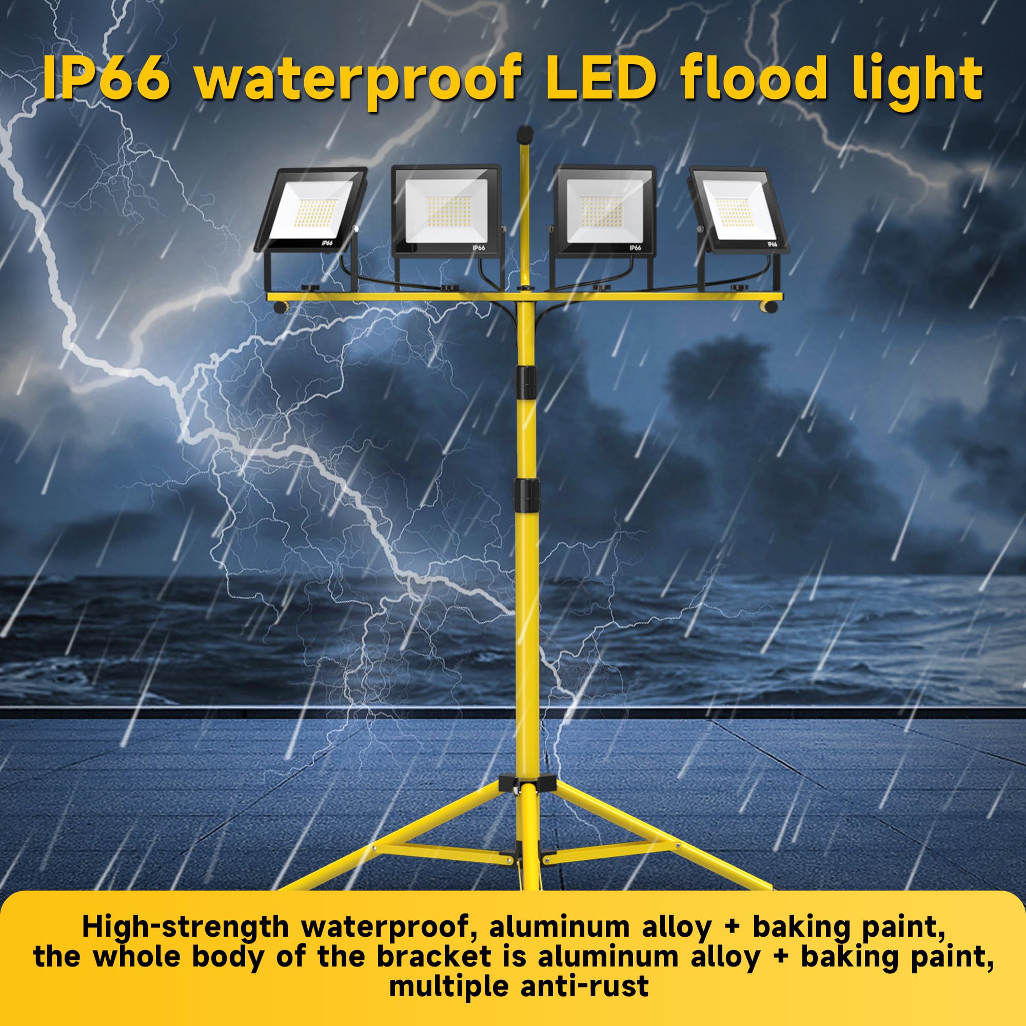 Toprated Plug In Led Work Light With Stand,28000 Lumen 110V 4 Adjustable Head Outdoor Flood Lights,Foldable Mechanic Light With