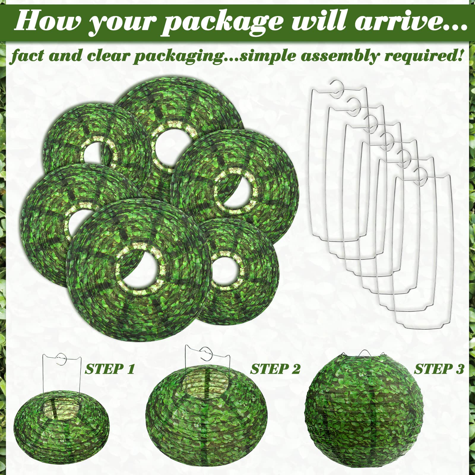 ROCEEI Green Paper Lanterns - 9 Pcs Back to School Decorations, 8-12 Inches, Round Hanging Party Supplies