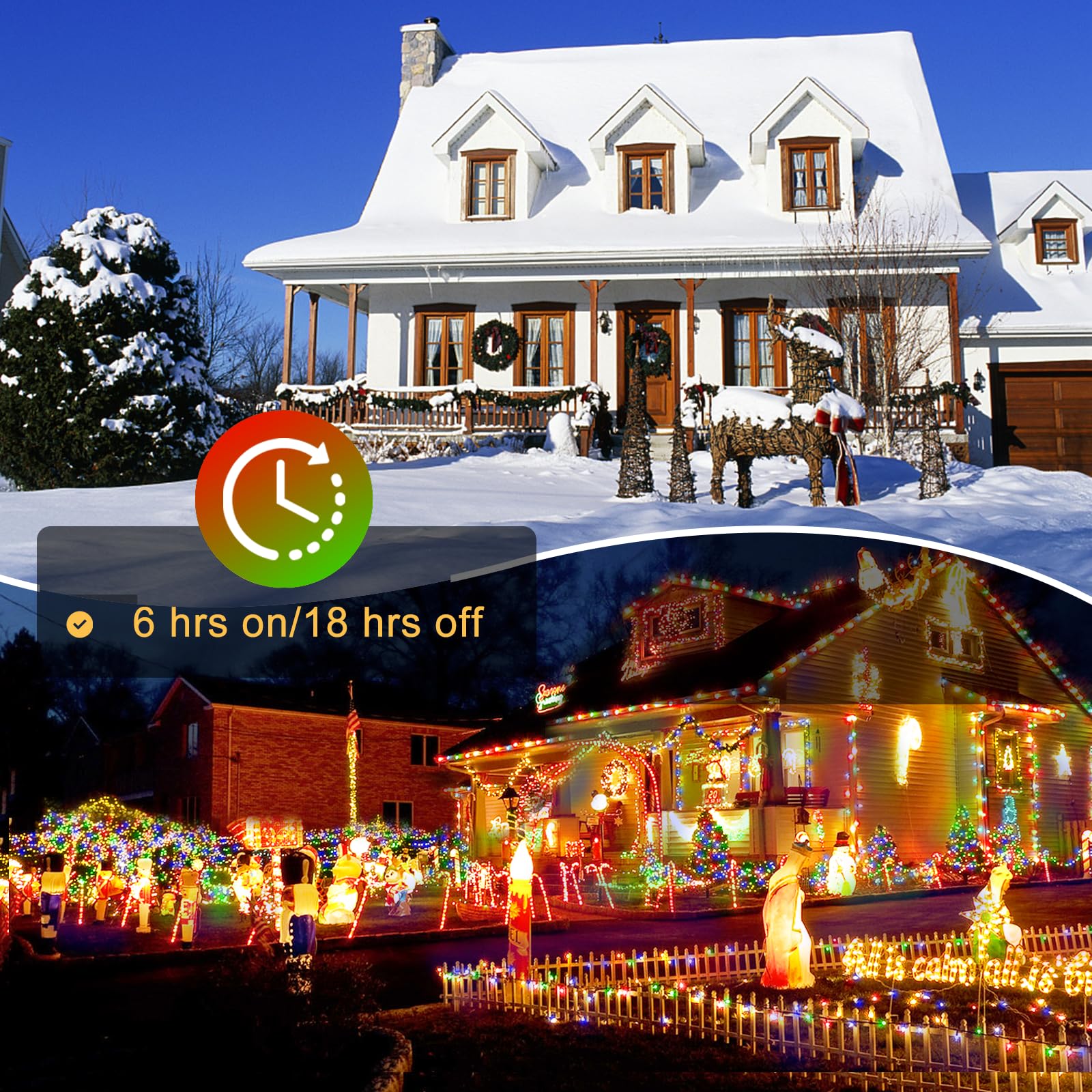 Sauirs 197Ft 500 Led Multicolor Christmas String Lights, Waterproof, 8 Modes, Timer - Indoor/Outdoor