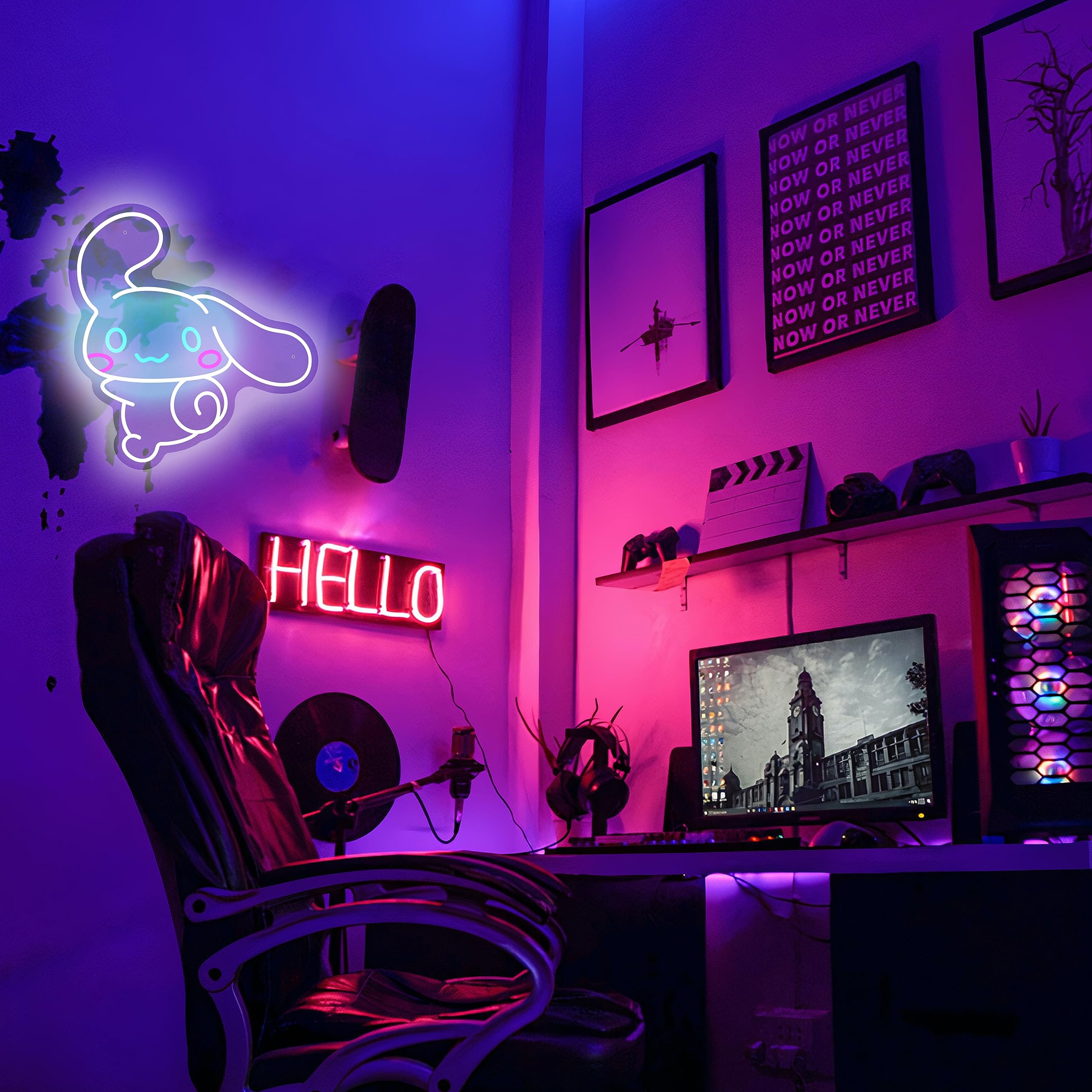 JOSEBRU Neon Sign CinnamoRoll Wall Decor for Bedroom & Game Room, 16.14inx12.20in, Multicolors