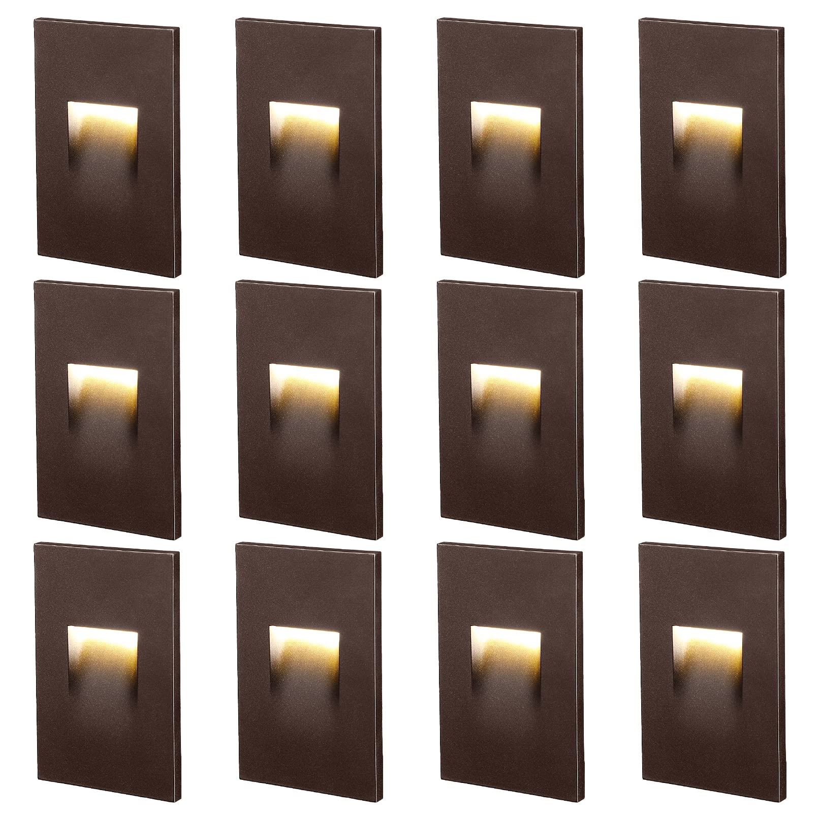 LEONLITE 12-Pack LED Step Lights, Dimmable 3.5W, 110lm, IP65 Waterproof, Aluminum, 2.88 Inch, Oil-Rubbed Bronze