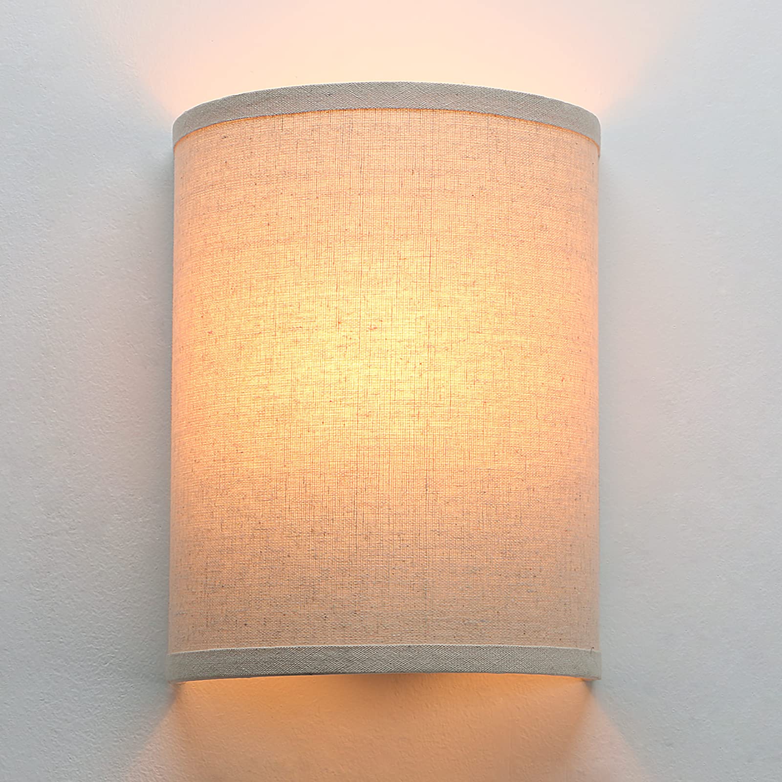 Jimubeam Wall Sconce Lighting Linen Fabric Decor, Industrial Vintage Night Light Wall Lamp Fixture With Fabric Shade For Bedroom Living Room Hallway Corridor