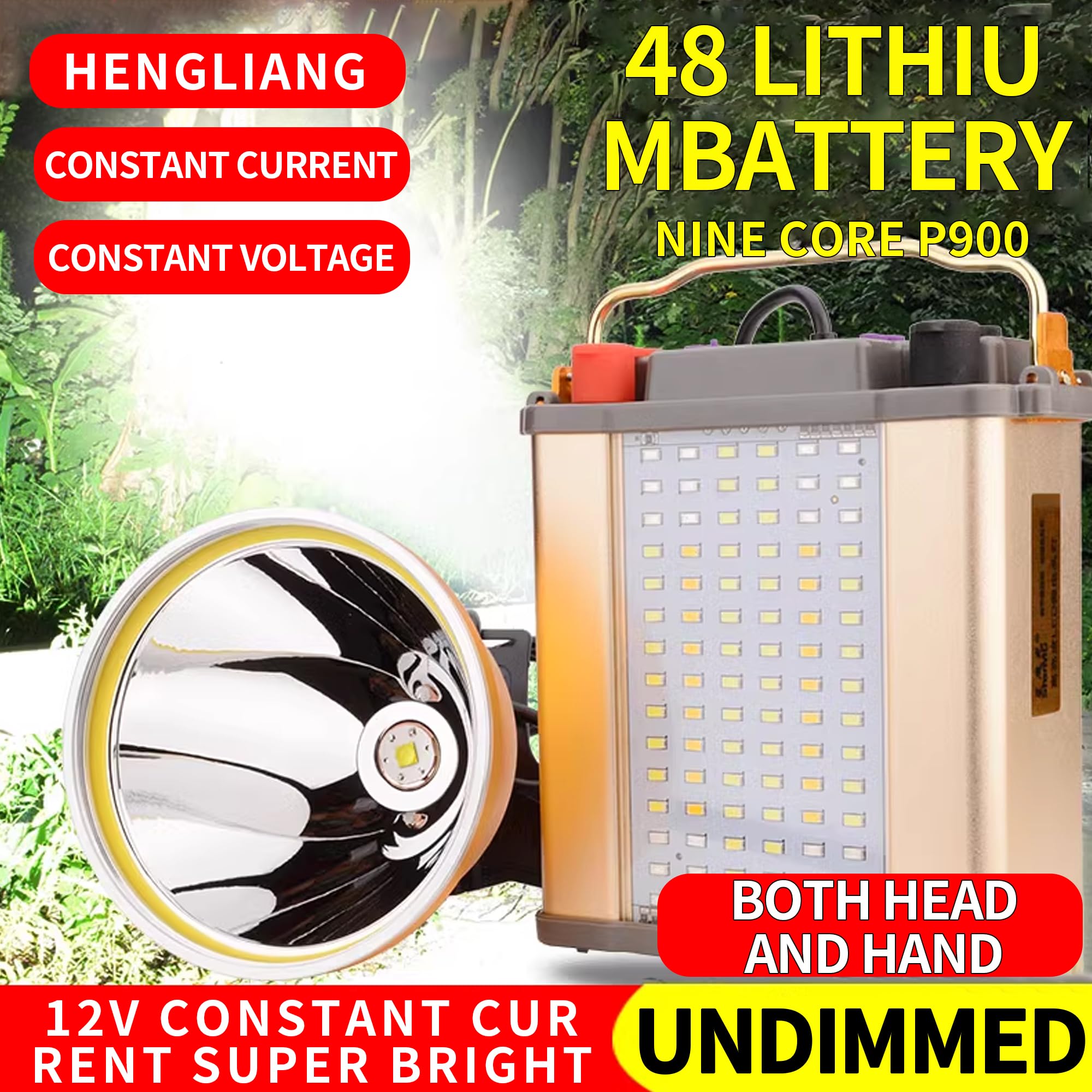 PINSAI High Power Coon Hunting Lights - LED Headlamp, Rechargeable, Waterproof, Model 7012, Golden, Ideal for Fishing & Camping