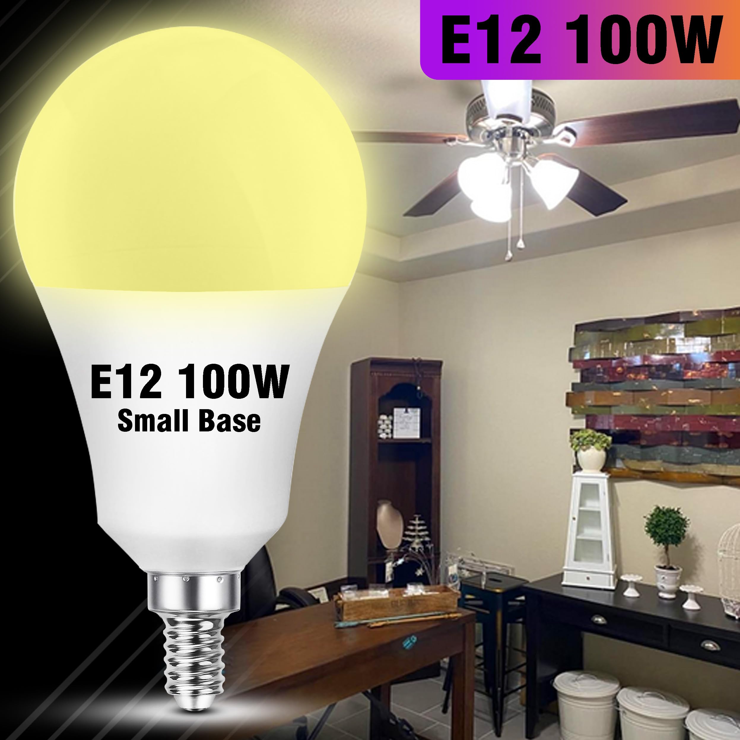 E12 Led Candelabra Bulb 100Watt Equivalent  4000K Natural White  E12 A19 Led Ceiling Fan Light Bulbs A60 Globe Shape For Chandelier Pendant Wall Sconces Lighting  9W 1000Lm  Non-Dimmable  2 Pack