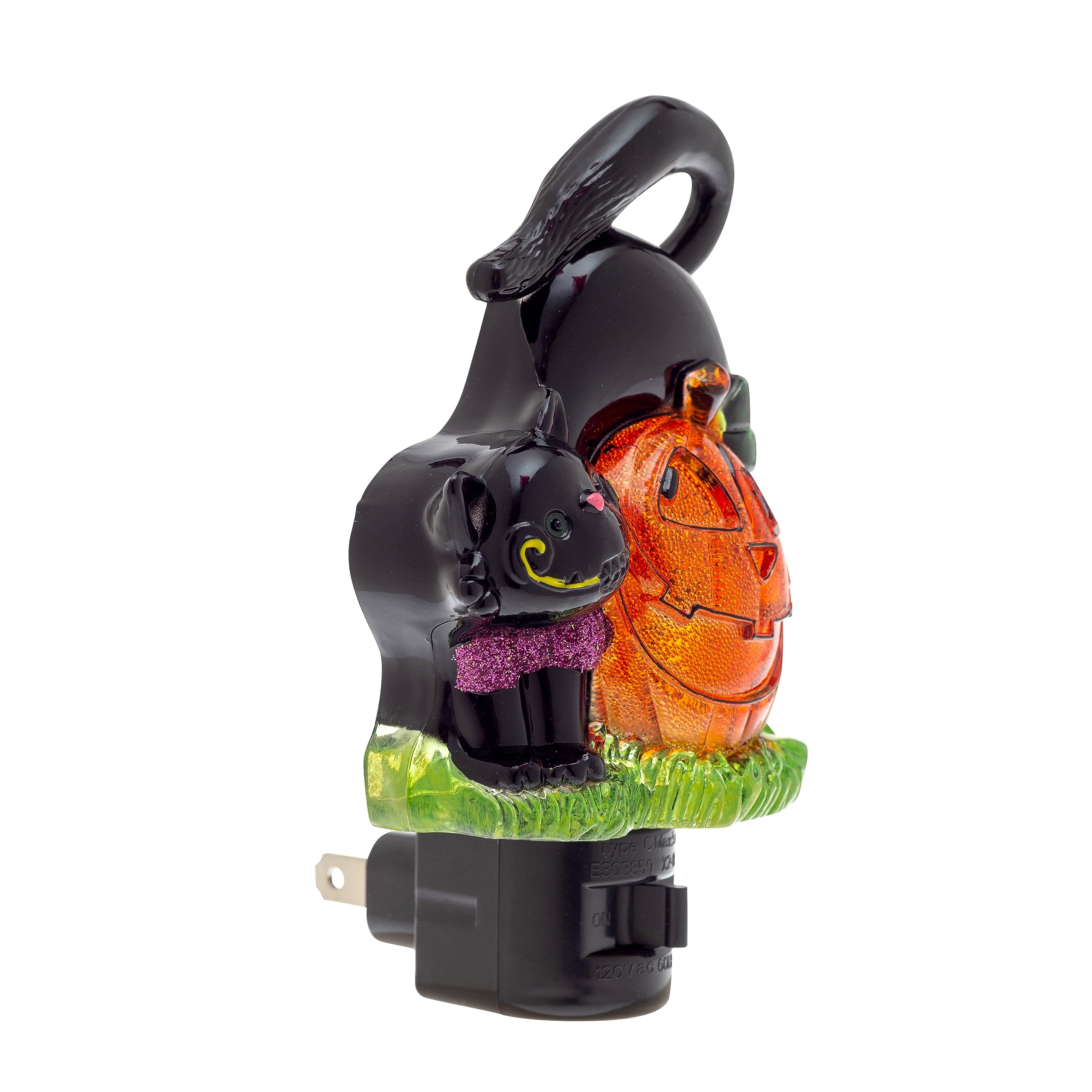 Creative Hobbies Holiday Decor Night Lights - Featuring Halloween Jack O' Lantern Pumpkin And Black Cat With Rotational Socket A