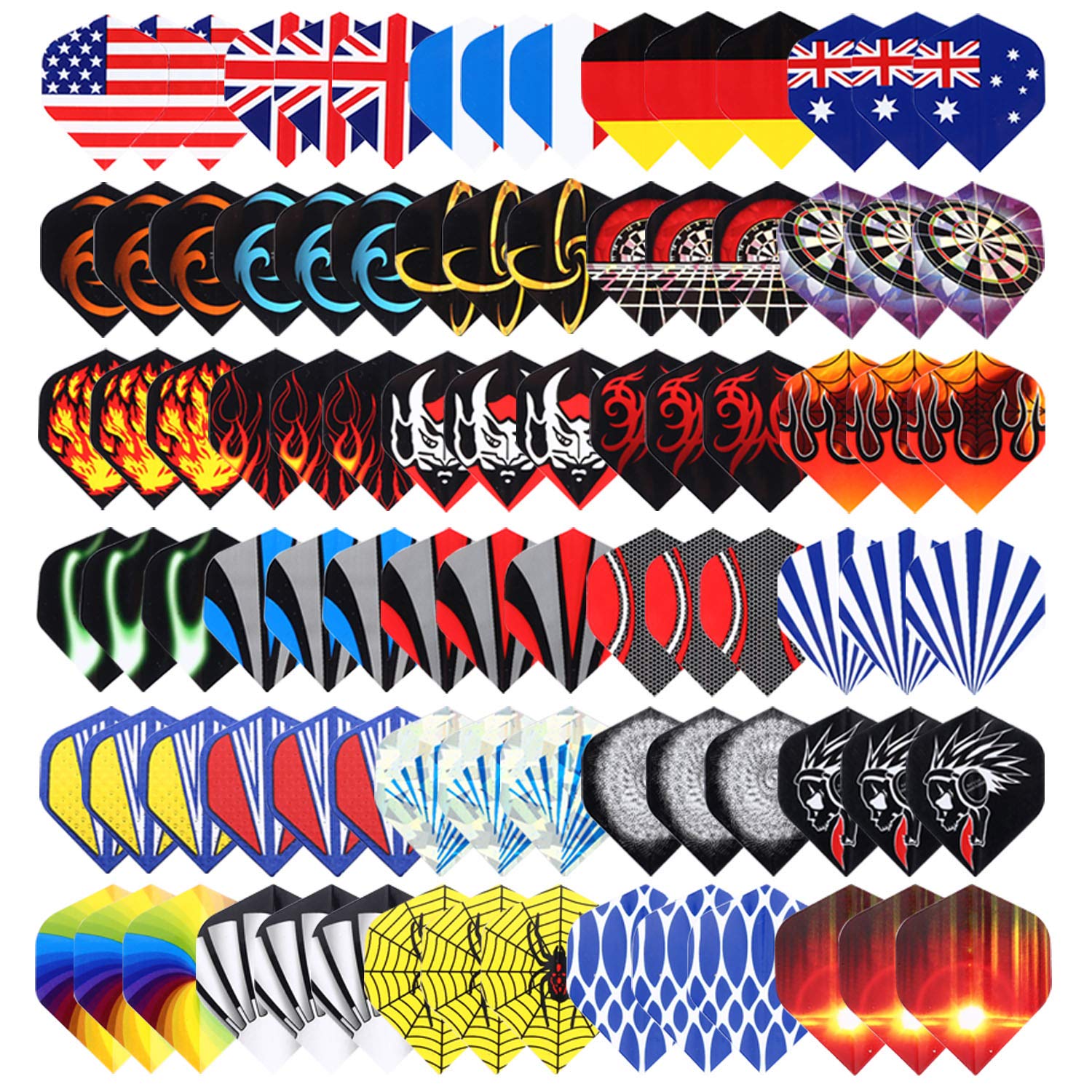Niubixx Standard Dart Flights 30 Sets 90 Pcs Durable PET and Laser Replacement Feather Tail Wing - Perfect Accessories Equipment