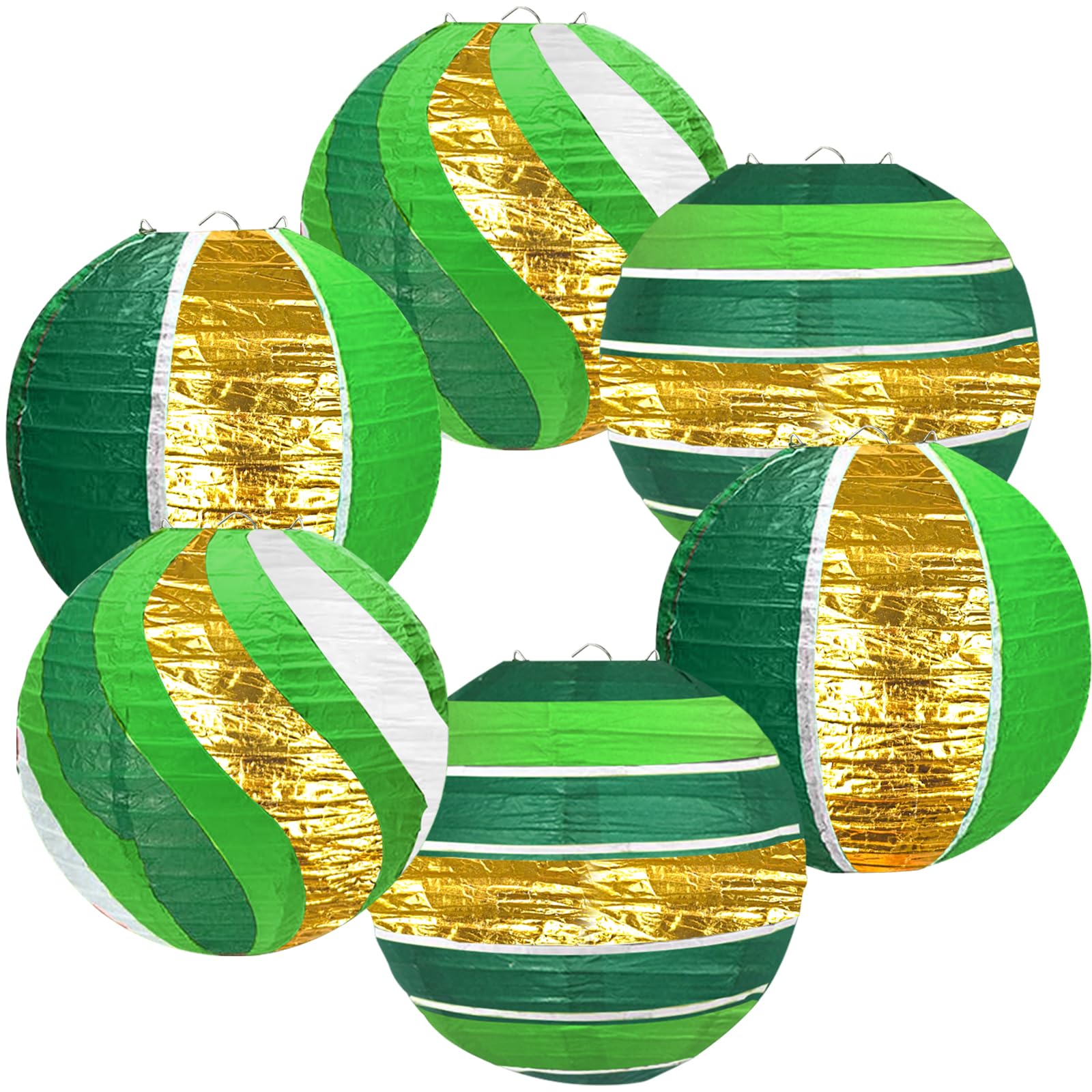Kaxixi Graduation Paper Lanterns Party Decorations, Green Gold Hanging Party Lanterns For Irish Party St Patrick'S Day Saint Pat