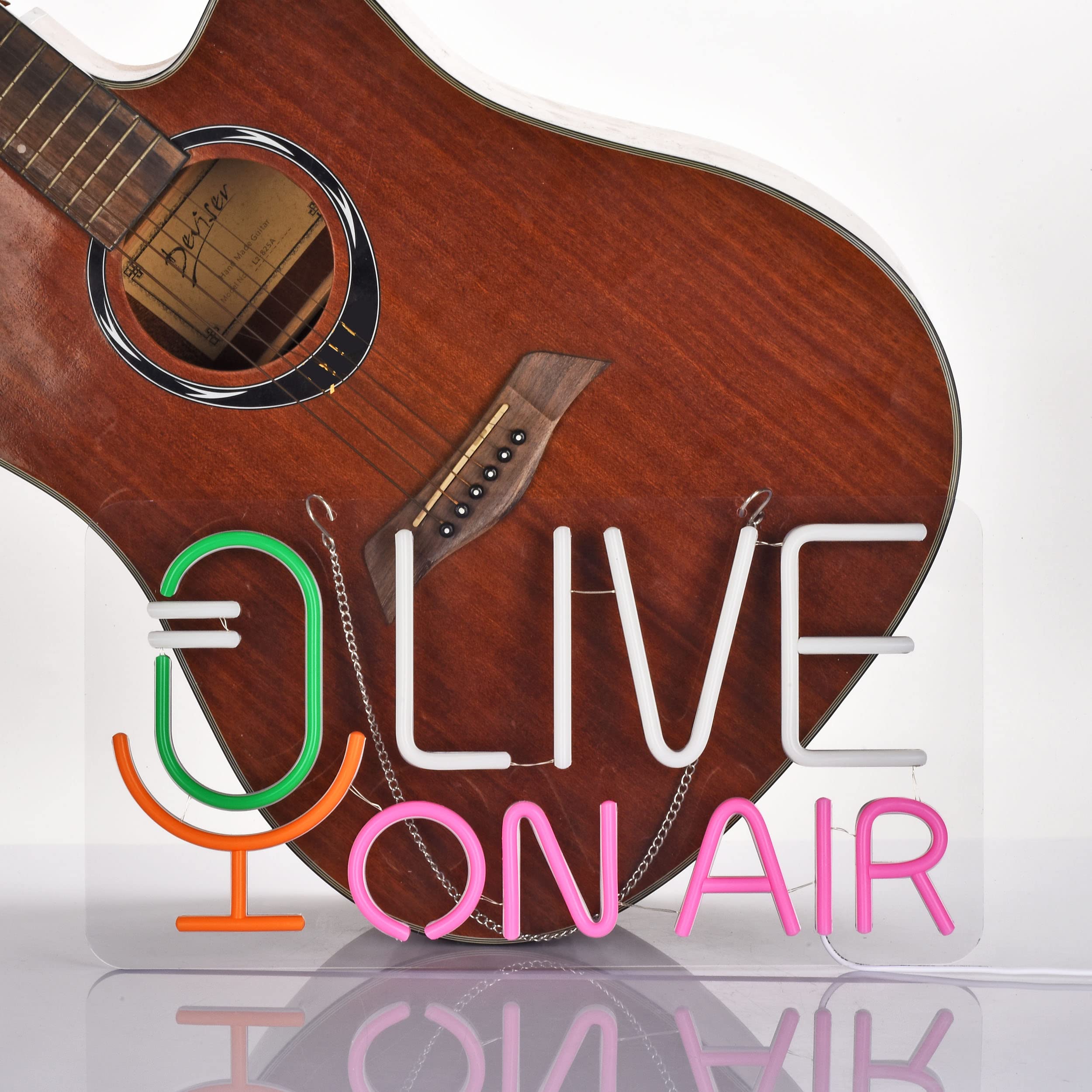 Geewkooy Live ON AIR Neon Sign, Dimmable LED Wall Decor, 43x23 cm, USB Powered, Blue/White/Green/Pink, Acrylic Material