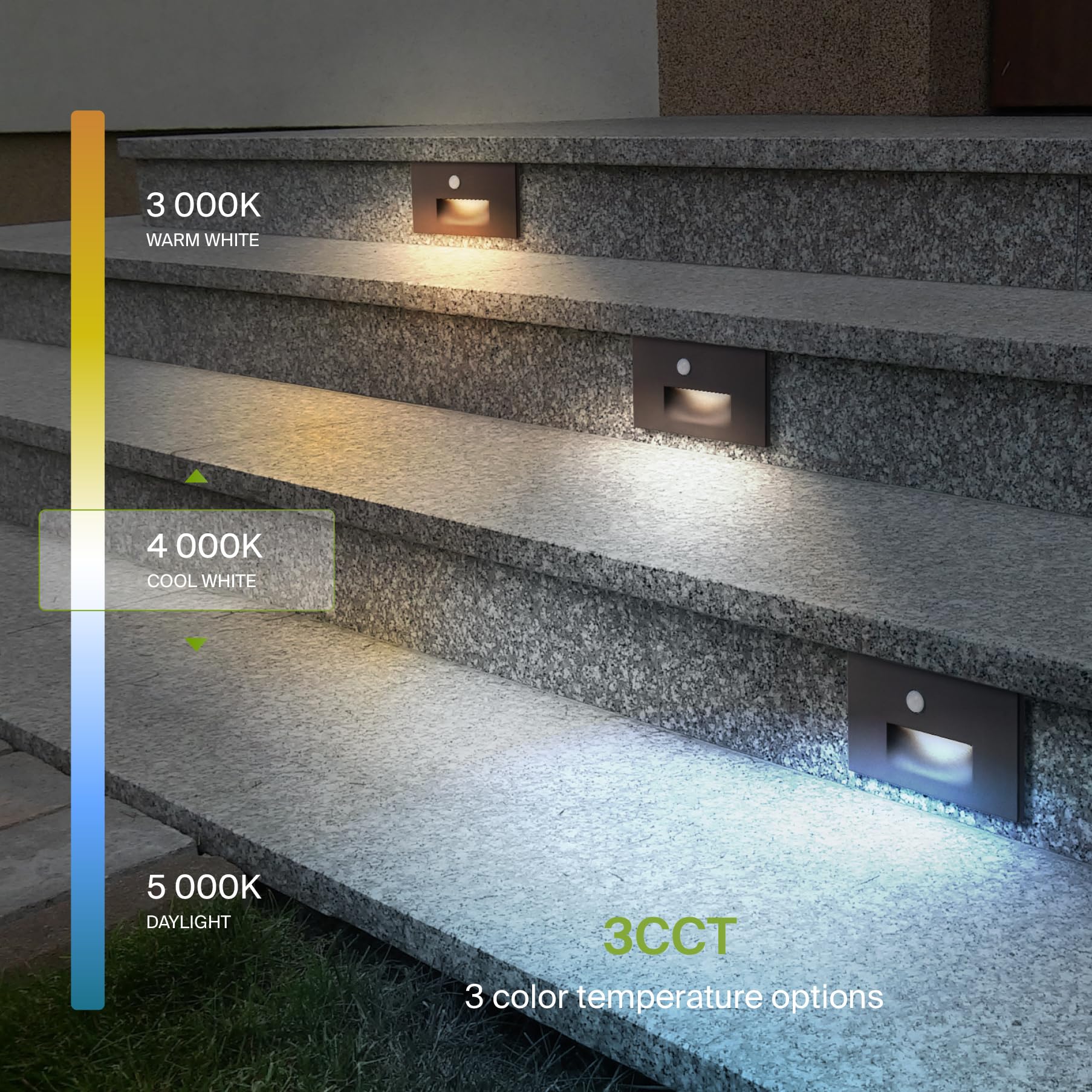 ASD LED Recessed Step Light Fixture, 3W 120LM, 3000K-5000K, Motion Sensor, 4.75 Inch, Oil-Rubbed Bronze,