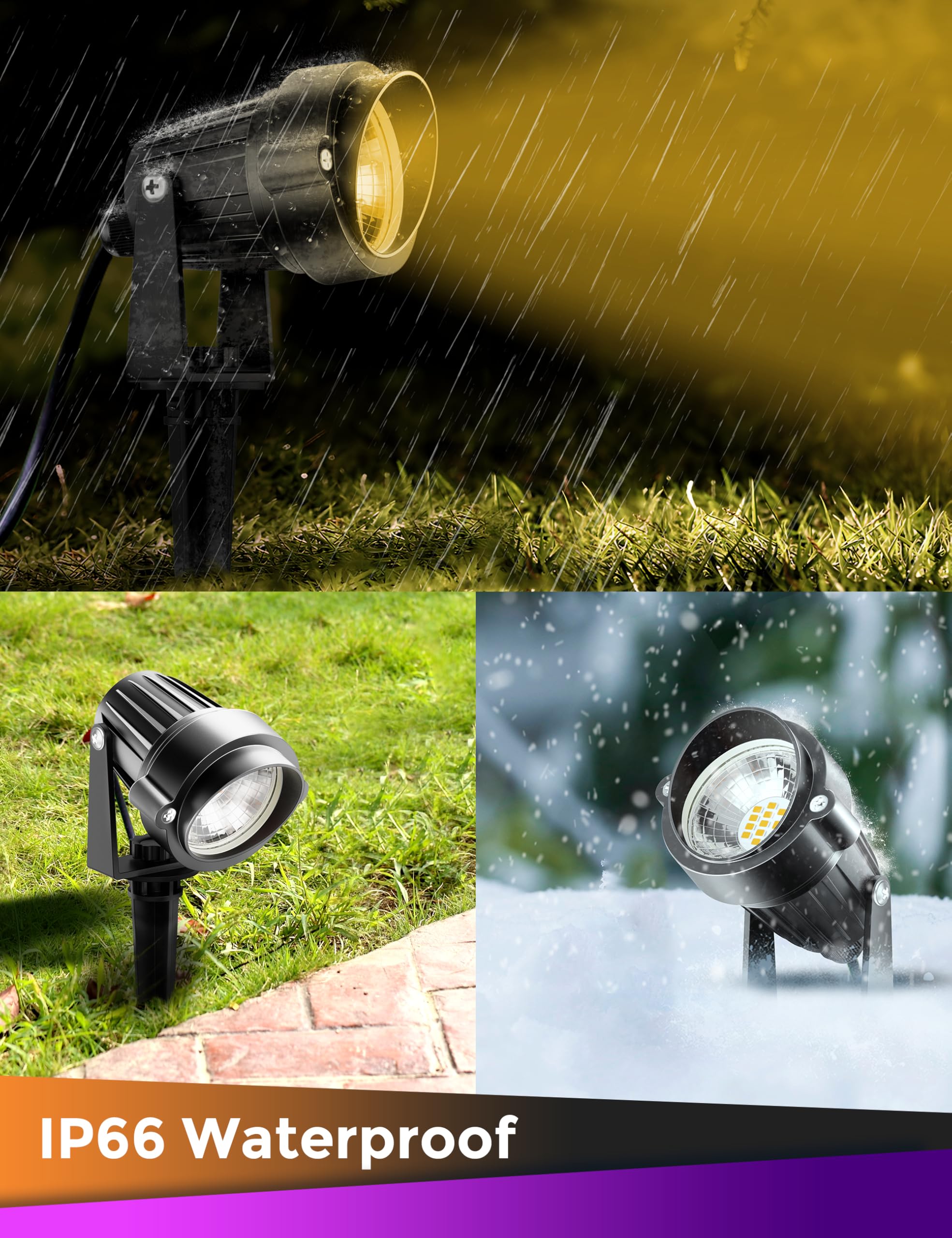 JandCase Outdoor Spot Lights, IP66 Waterproof, 3000K Warm White, 2 Pack, Aluminum, Cream, Model C-GKSD00102-2