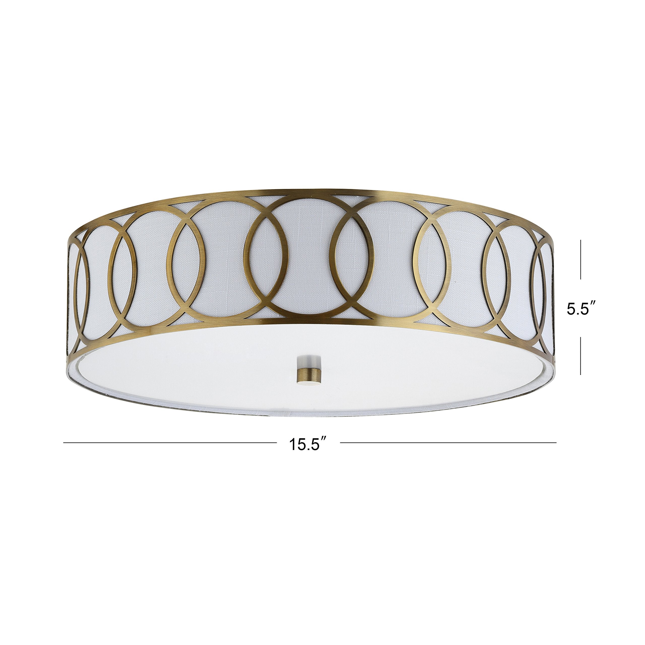 JONATHAN Y 3-Light LED Flush Mount Metal Fixture, 15.5 in, Brass Gold, Model JYL3503A, Dimmable, Warm Light for Kitchen, Hallway