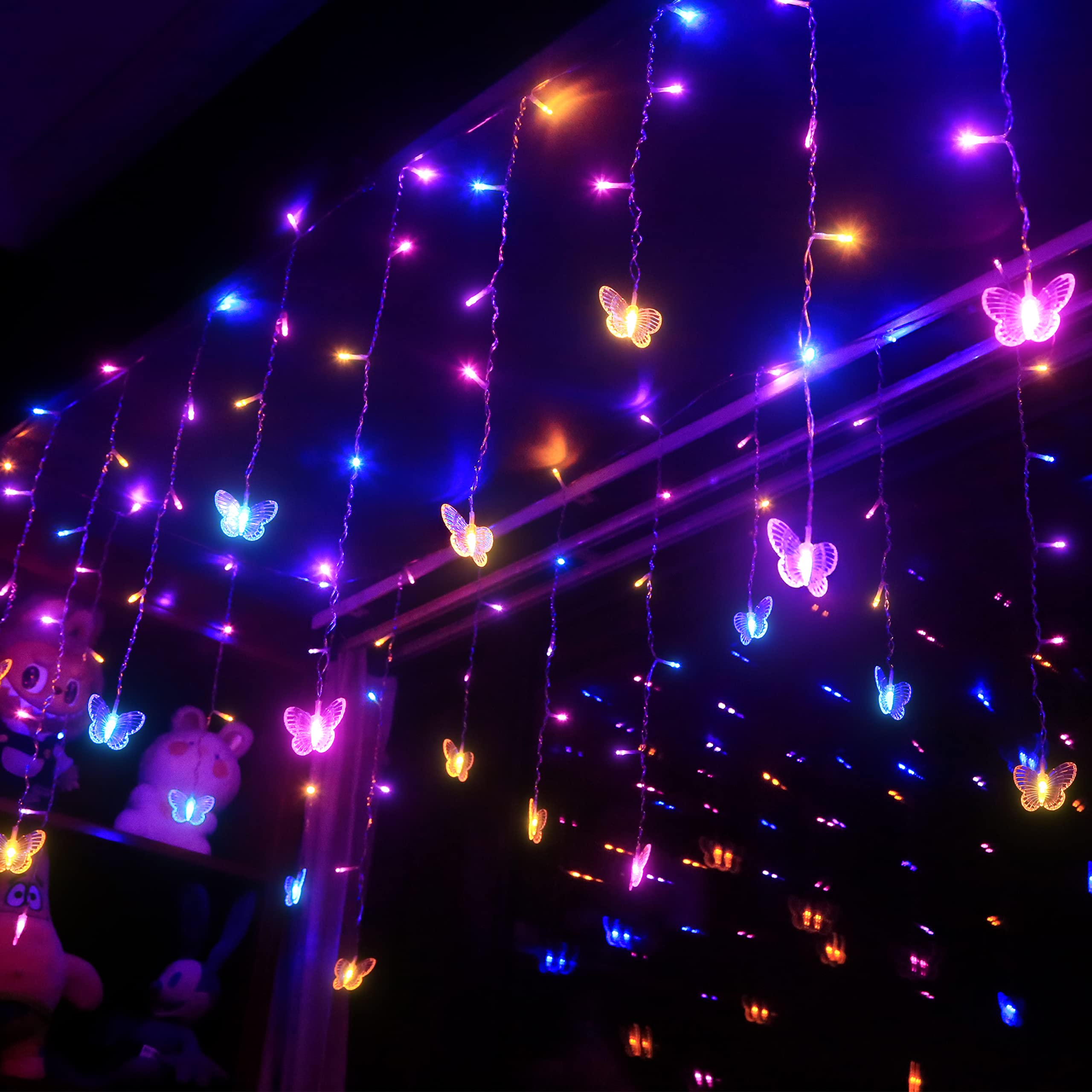 Butterfly Fairy Lights for Bedroom Curtain Ceiling Wall Decor USB Plug-in 120 Led 19.7FT Twinkle String Light with Remote, for T