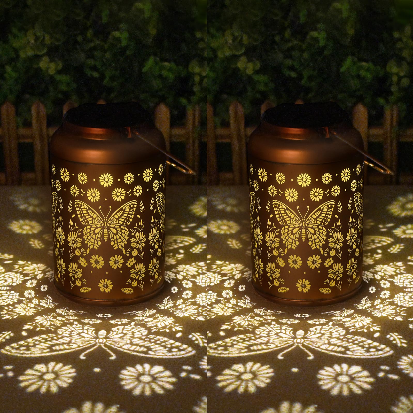 2 Pack Butterfly Solar Lanterns Outdoor Waterproof - Hanging Butterflies Solar Lights Garden Decor, Birthday Gifts for Women, Mo