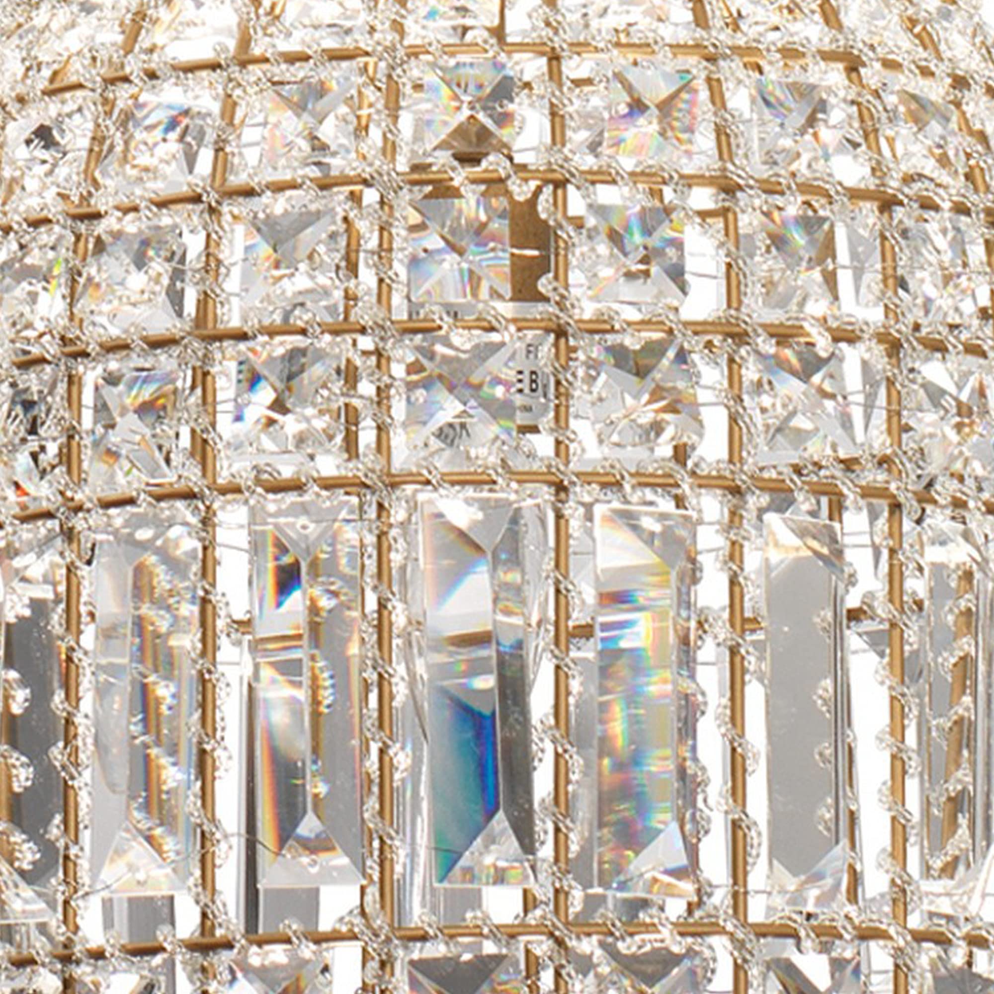Benjara Light Pendant Chandelier With Dome Metal Frame And Crystal Accents, Gold