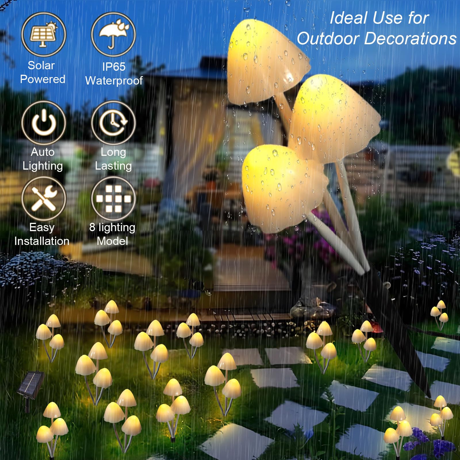 Evicyego Solar Mushroom Lights For Outside, 6Pack 18Led Mushrooms With 8 Lighting Modes, Unique Mushroom Garden Decor Gifts, Cut