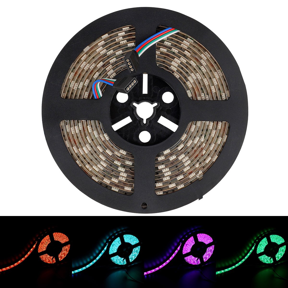 SUPERNIGHT RGB Waterproof 5050 SMD Flexible Strip Light, 16.4ft (5M), Model LC-128-B, Vinyl Material, Multi-Color Lighting